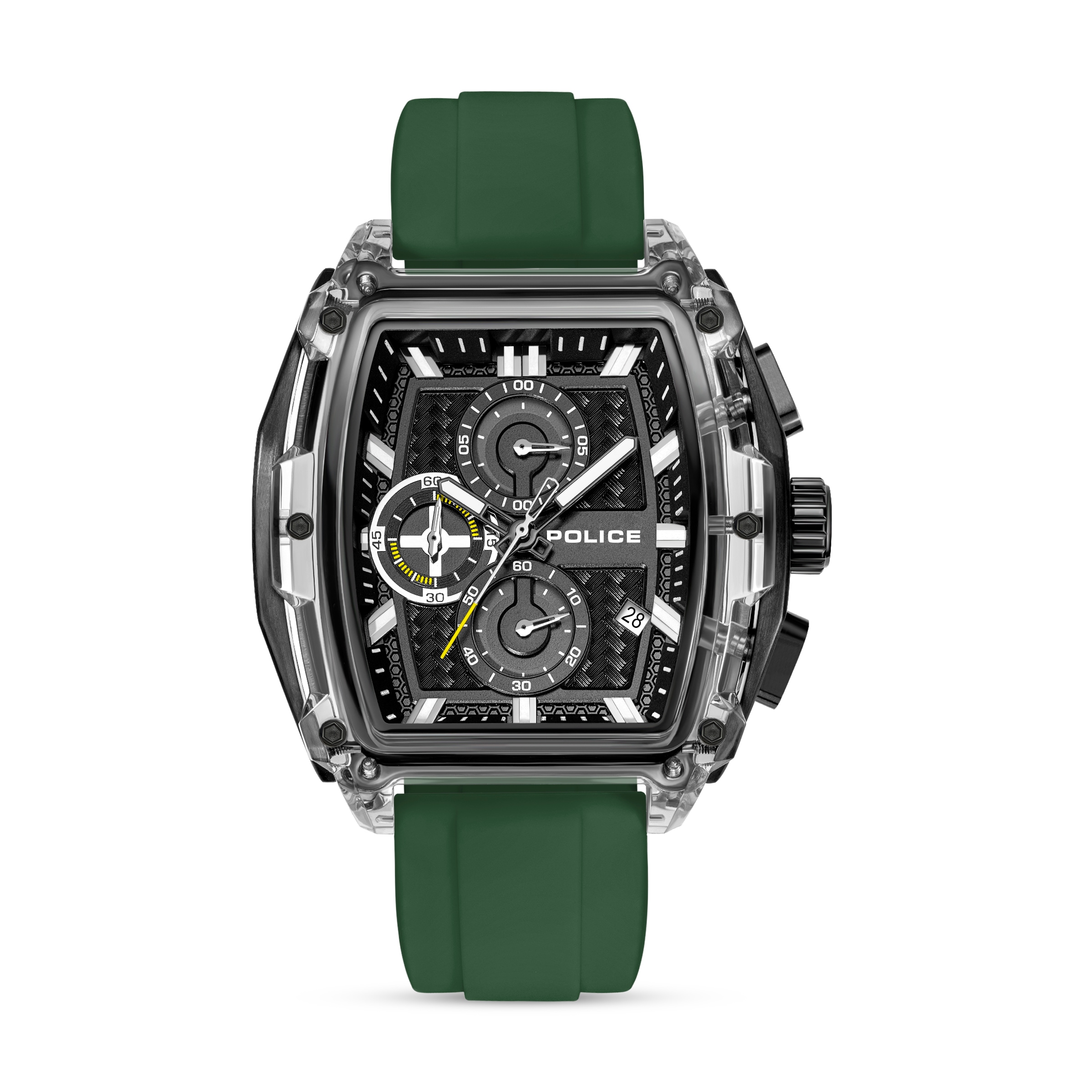 Police Chronograph »Clout Tank« Quarzuhr, Armbanduhr, Herrenuhr, Silikonarmband
