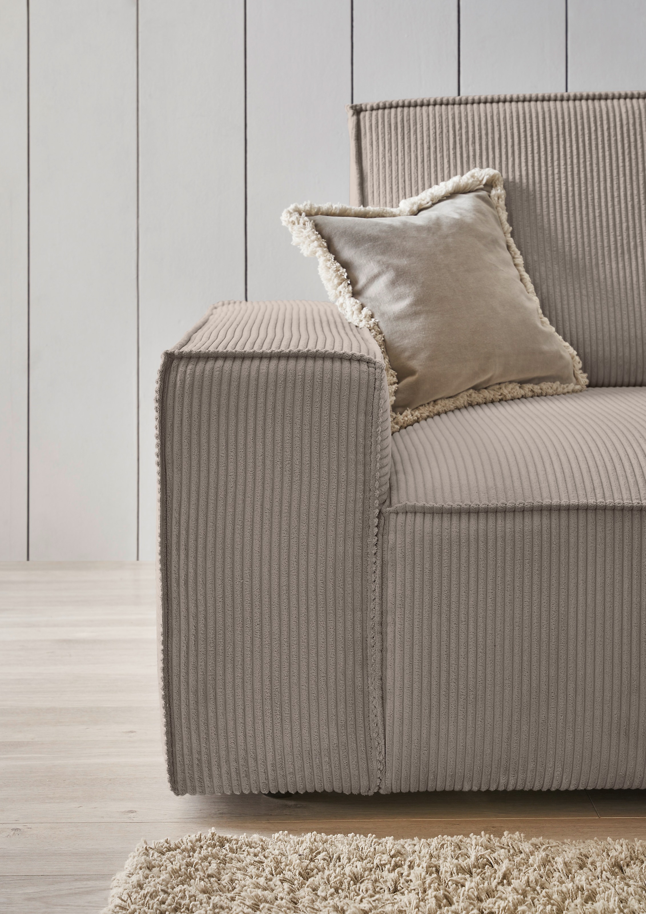 OTTO home Ecksofa »NEU: SHERWOOD XXL 284, Big-Sofa L-Form, tiefe Sitzfläche 95 cm, Cord« Recamiere rechts/links, als Schlafsofa stellbar, Cord u. Leinenoptik