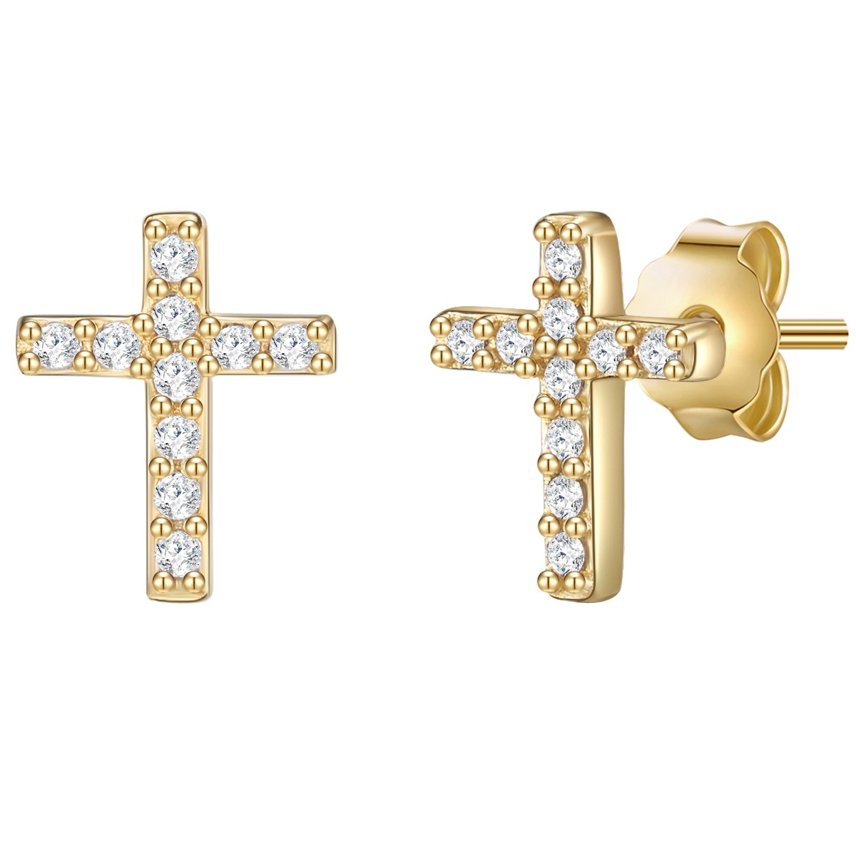 Paar Ohrstecker GLANZSTÜCKE MÜNCHEN "Set: GSM229", gelbgold, weiß, Ohrringe, Damen, 7,9,mit Steinen, Silber 925 (Sterlingsilber), aus Sterling Silber