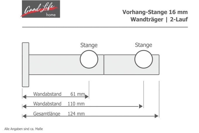 Good Life Gardinenstange »BOLA«, 2 läufig-läufig, Fixmaß, mit Ringen kaufen  | BAUR