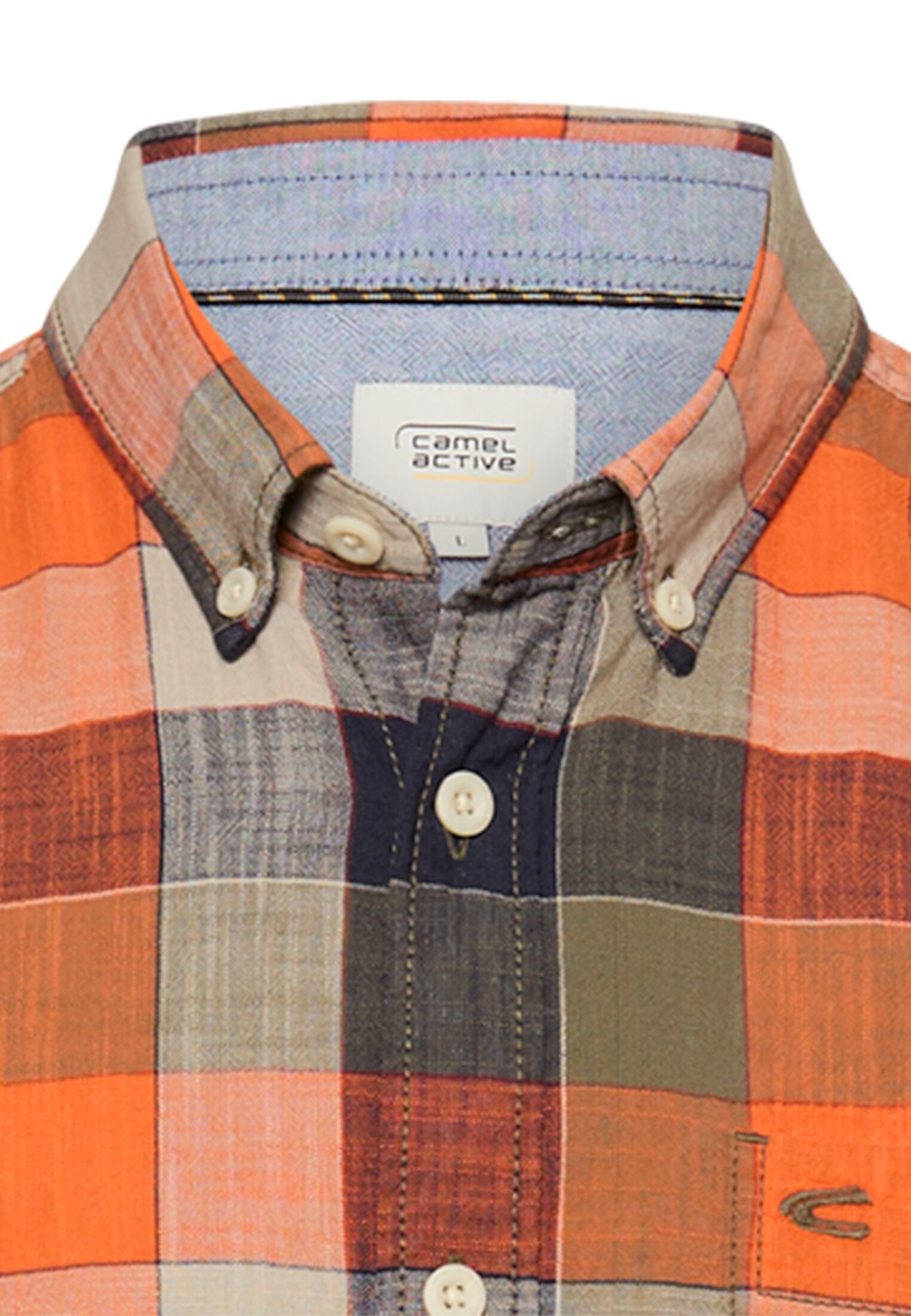 camel active Karohemd Kurzarm, mit Button-Down-Kragen