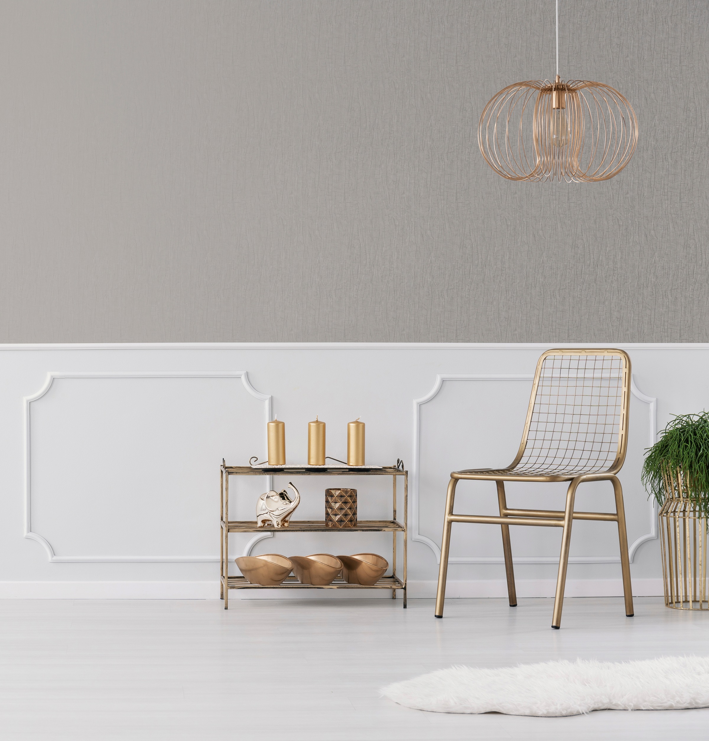 Boutique Vliestapete »Marquise Plain«, schimmernd, Weiss/Beige - 10mx52cm