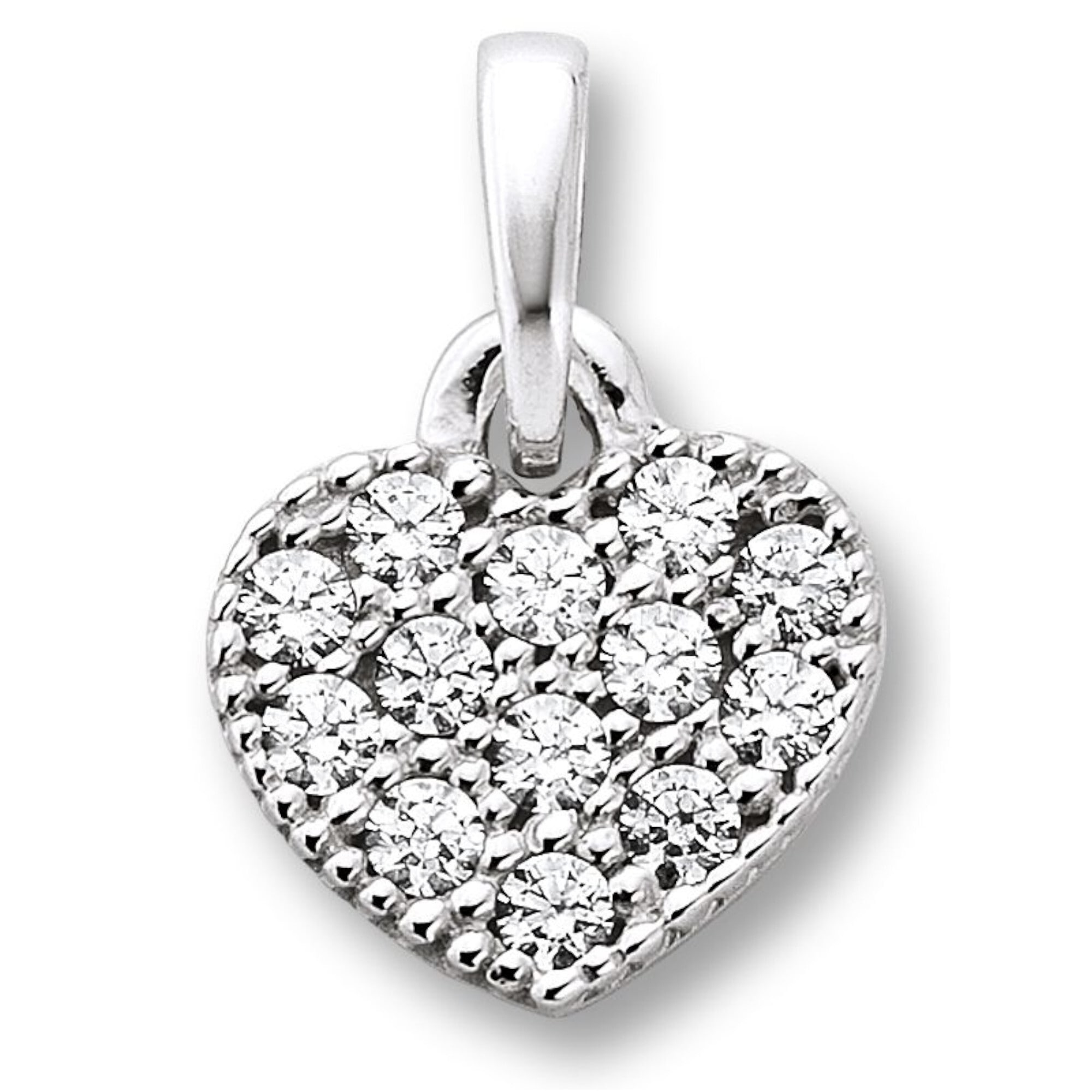 Kettenanhänger ONE ELEMENT "Zirkonia Herz Herz Anhänger aus 333 Weißgold", silber, Schmuckanhänger, Damen, Gold Weißgold 333, Gold, Weißgold 333, Kettenanhänger, Zart & emotional – ein Geschenk, das von Herzen kommt