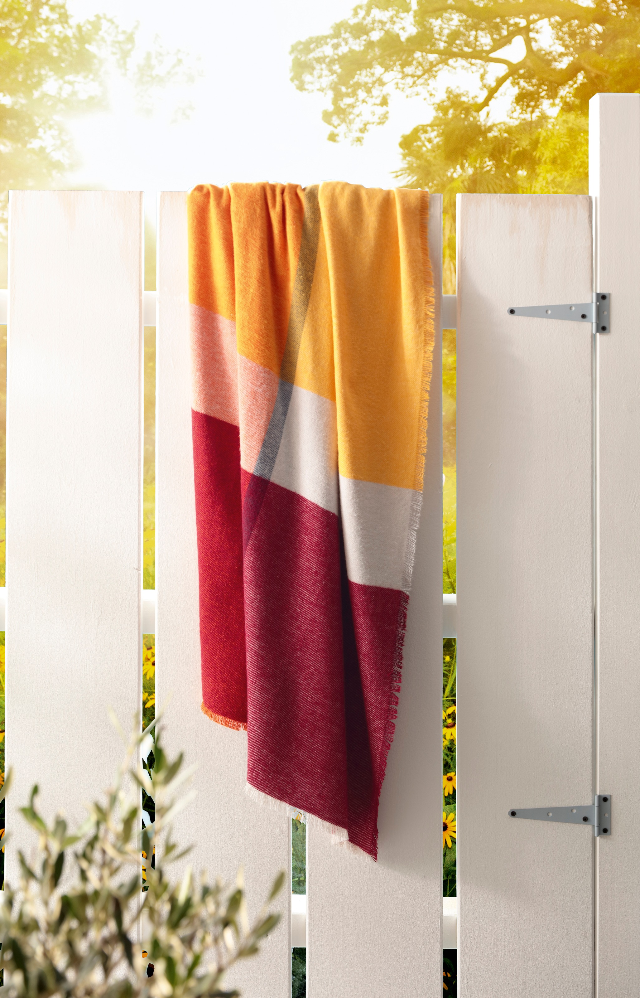 Biederlack Plaid "Plaid Summer" sommerliches Plaid mit Fransen