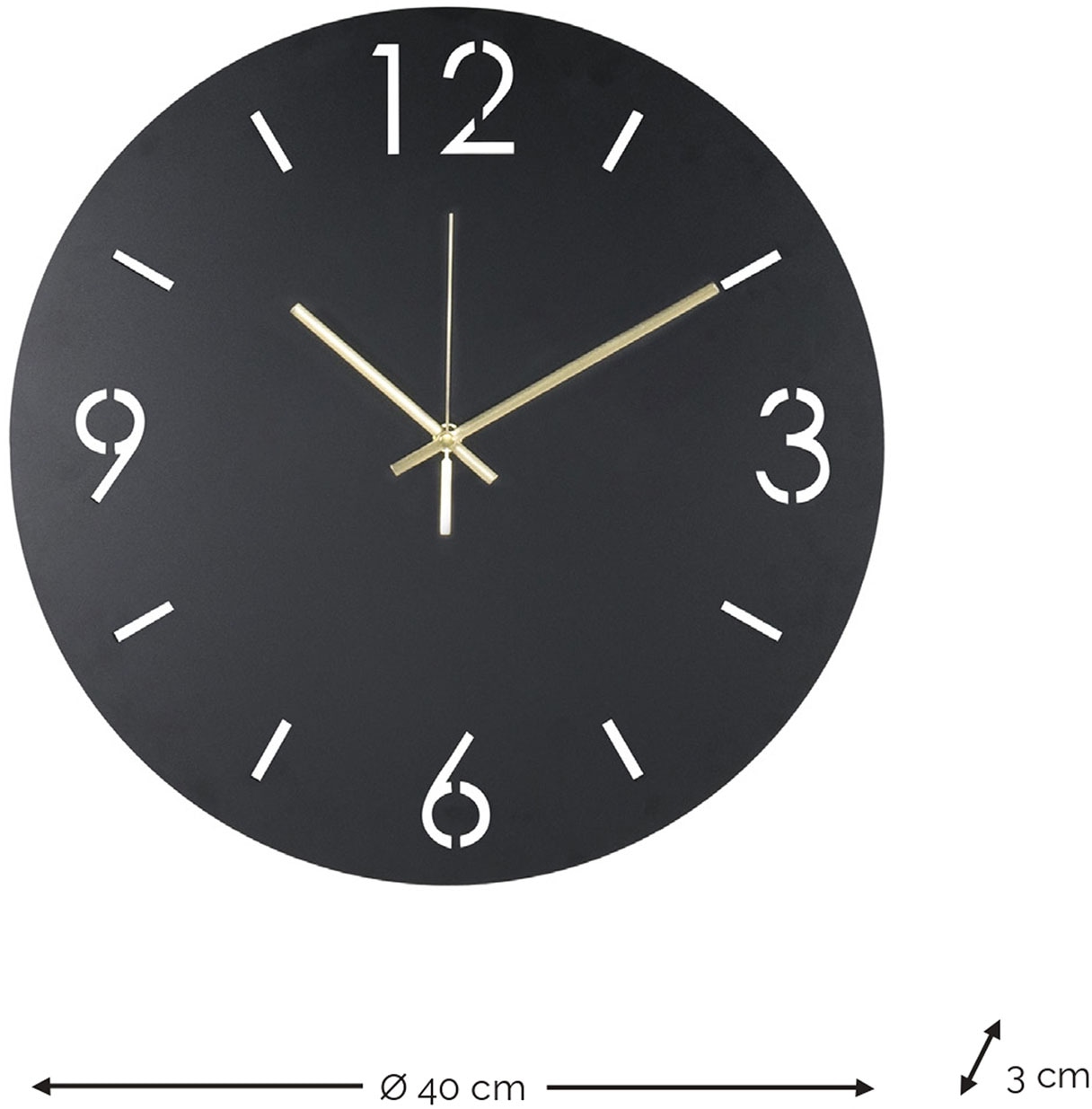 SPINDER DESIGN Uhr, Ø 40cm, Quarzuhr, 12 Ziffern, grau, B:40cm H:40cm T:3cm, Wanduhren, Champagnerfarbene Hände