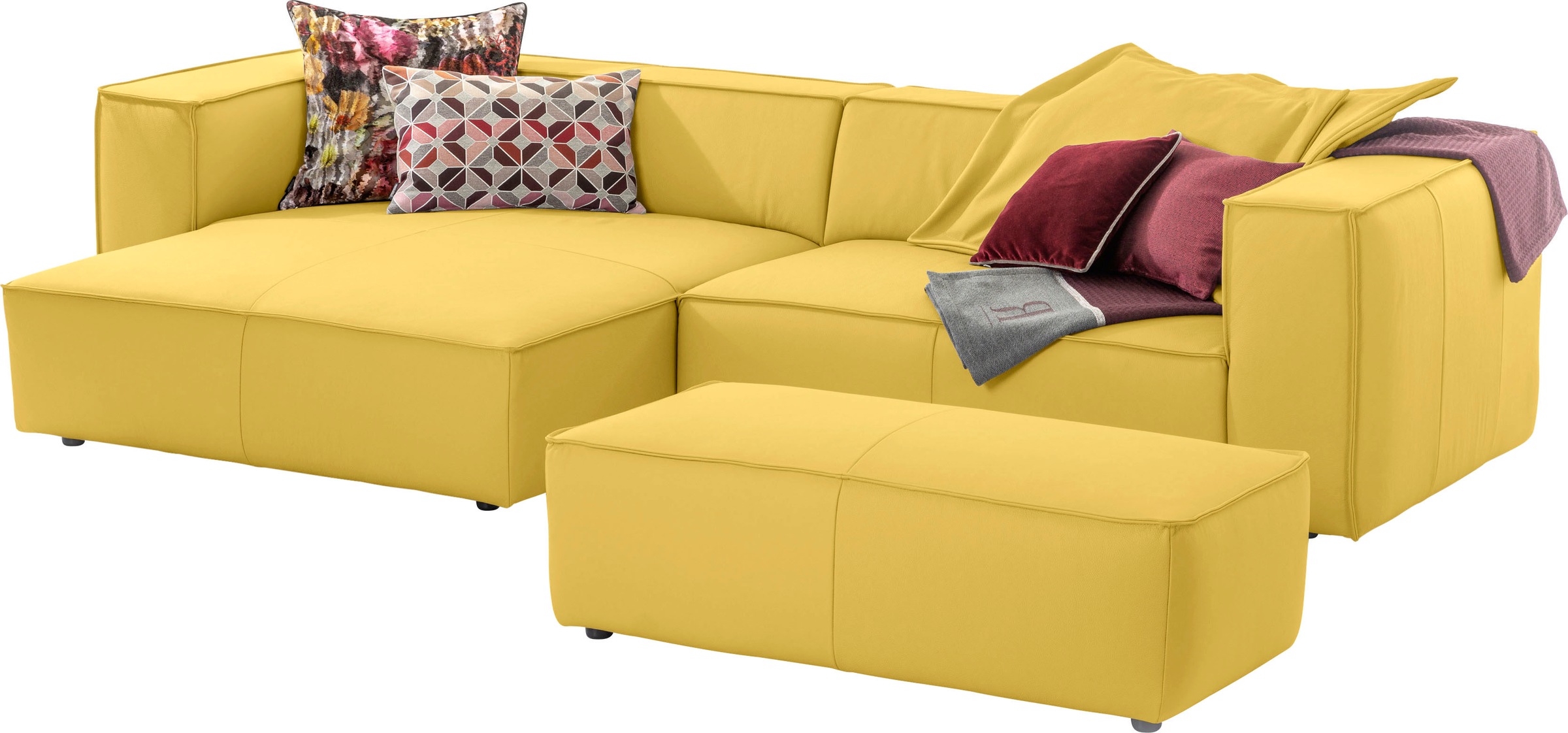 Ecksofa »around-the-block«, mit eleganter Biese, mit Federkern