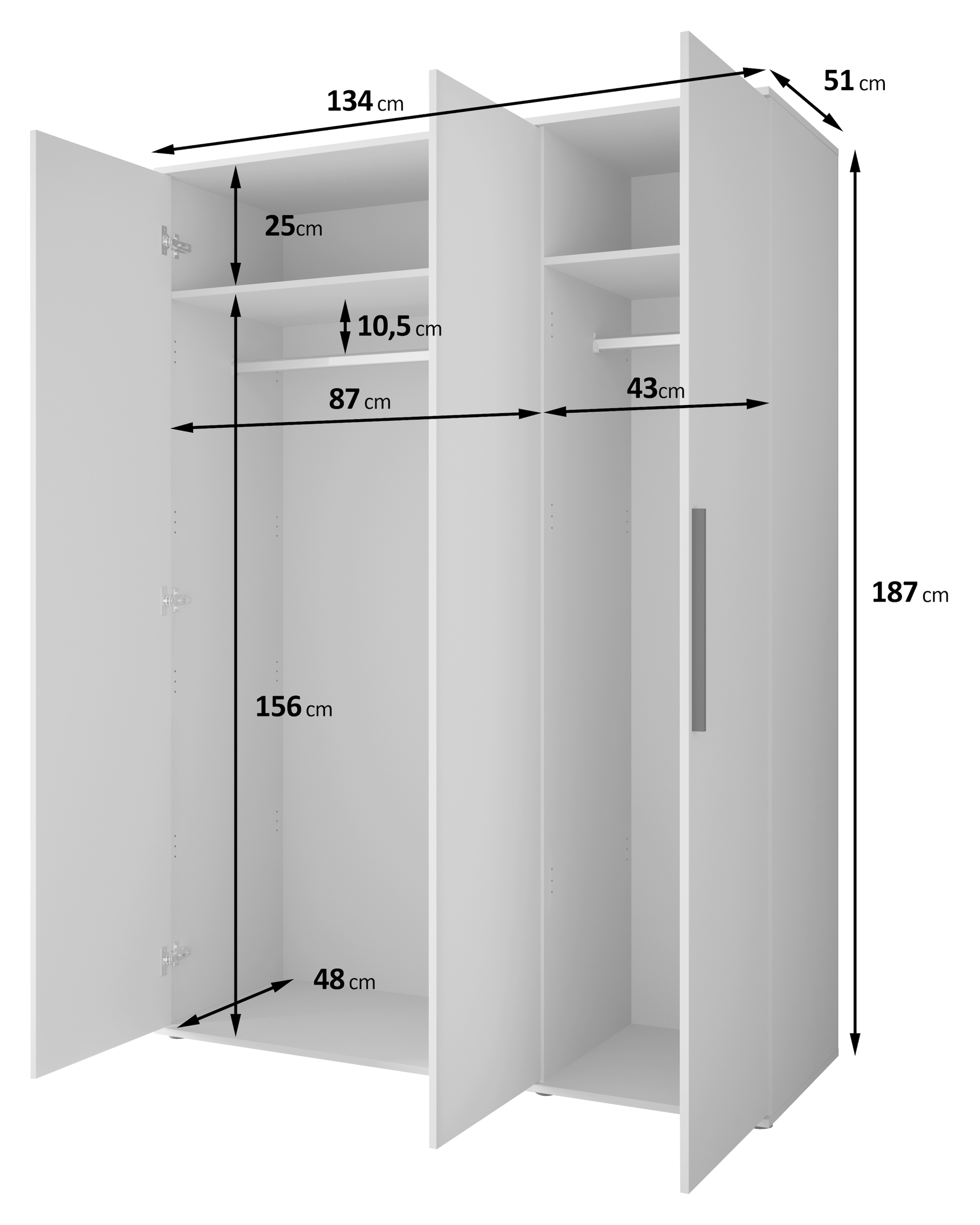 INOSIGN Kleiderschrank »LAGOS«, Moderner Drehtürenschrank, Kleiderstange