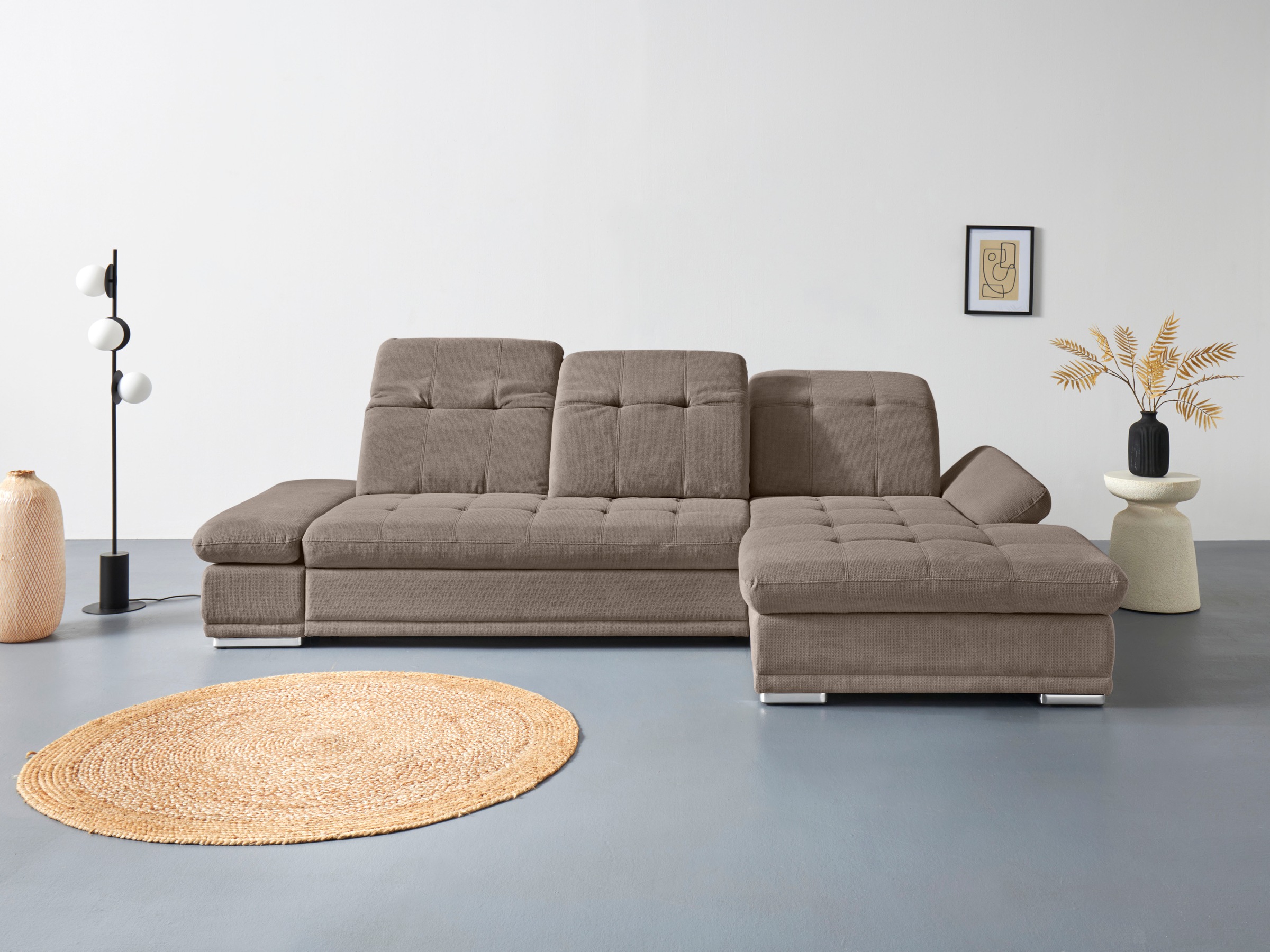 COTTA Ecksofa "Holiday L-Form mit Sitztiefen-, Armteil- und Kopfteilverstellung" wahlweise mit Schlaffunktion & Bettkasten