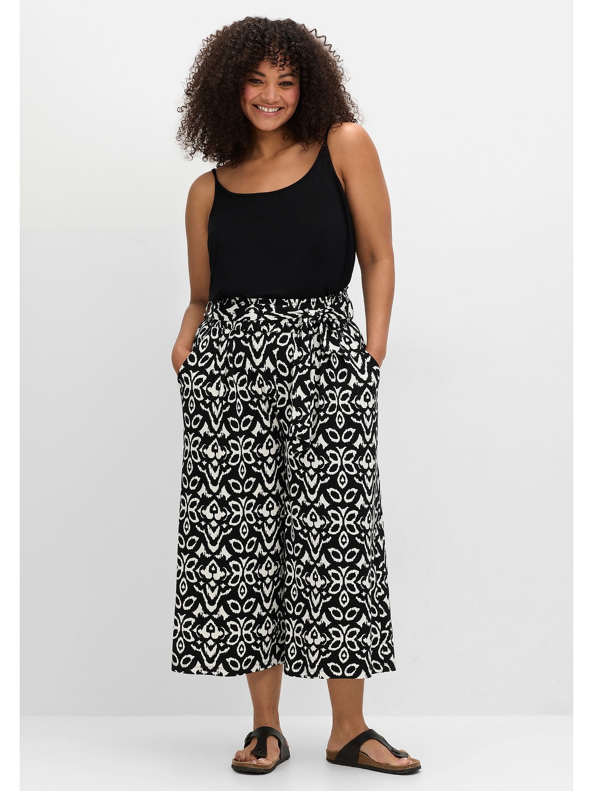 Sheego Culotte "Große Größen", mit Smokbund und Ethnoprint günstig online kaufen