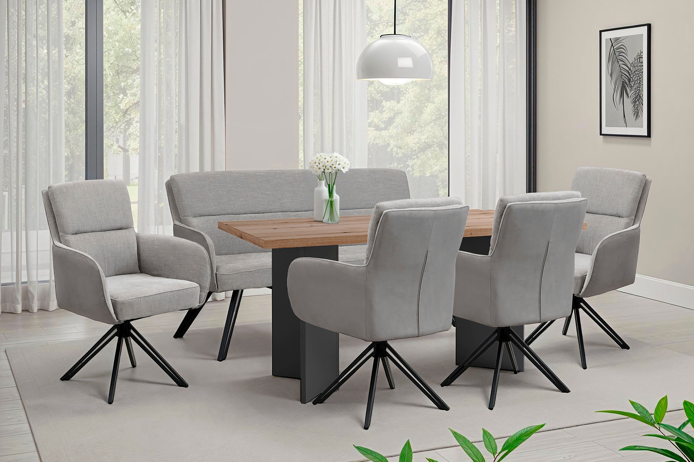 byLIVING Esstisch "Marten" 1 Stk. tlg. moderner Wangentisch in Eiche Nachbi günstig online kaufen