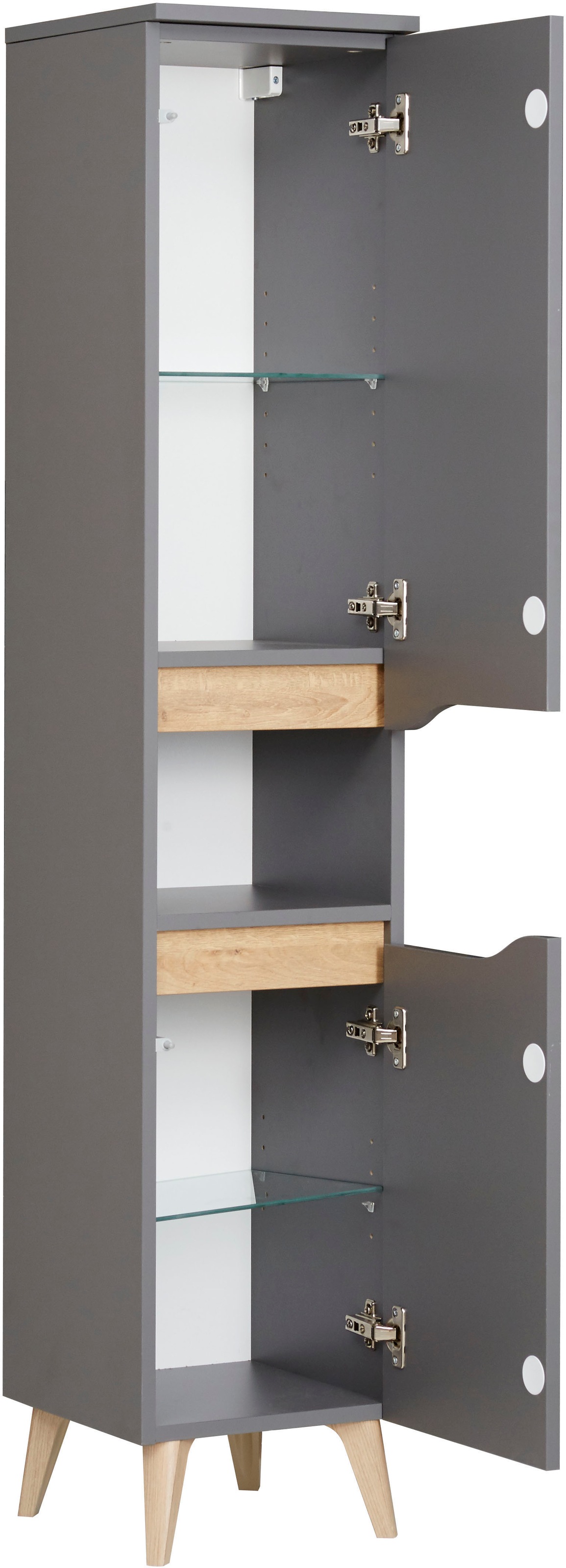 Saphir Badmöbel-Set »Quickset 5-teilig, Waschbeckenunterschrank mit LED-Spiegelschrank«, (6 St.), Midischrank, Unterschrank, Hängeschrank, inkl. Türdämpfer, 9 Türen