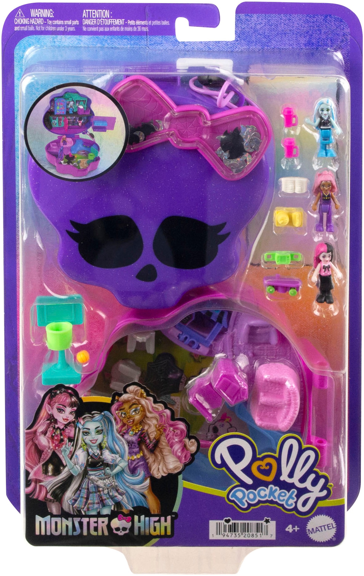 Polly Pocket Spielwelt »Monster High Schatulle«, mit 3 kleinen Puppen