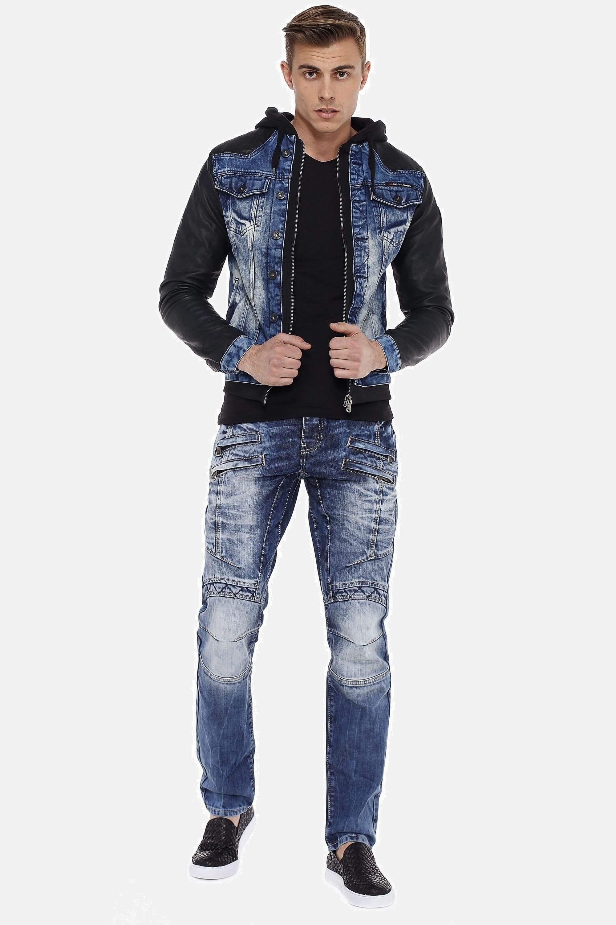 Cipo & Baxx Jeansjacke »Jacke«, mit Kapuze, mit Reißverschluss, CJ235