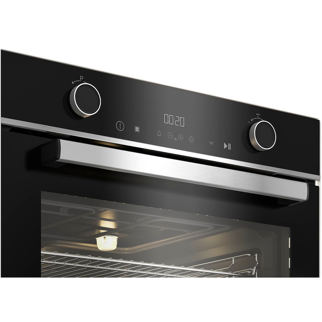 BEKO Einbaubackofen »BBVM13400XDS«, BBVM13400XDS, mit 2-fach-Teleskopauszug, SteamShine, Split&Cook