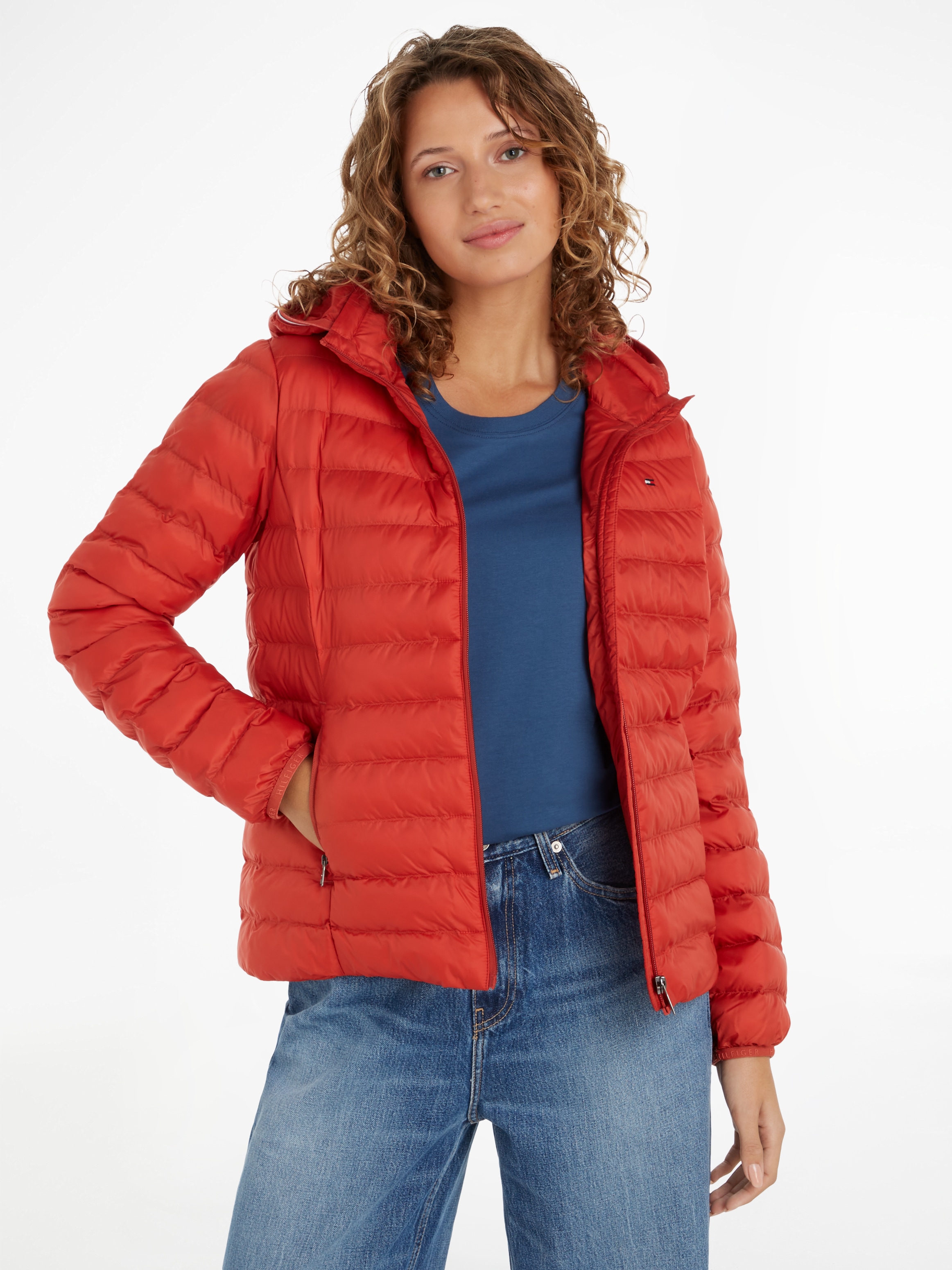 TOMMY HILFIGER Steppjacke »LW PADDED GLOBAL STRIPE JACKET«, (Global Serie TH WOMEN), mit Kapuze, mit...