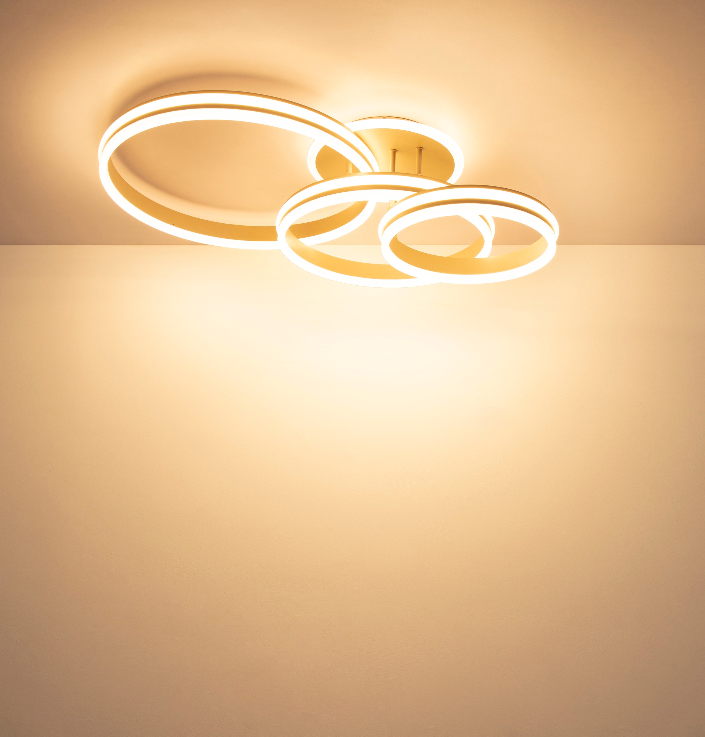 GLOBO LIGHTING Deckenleuchte »RUBIO« LED-Modul 1 Stk. Warmweiß Sandfarbene LED-Deckenleuchte, dimmbar, Memory & 3 Helligkeitsstufen