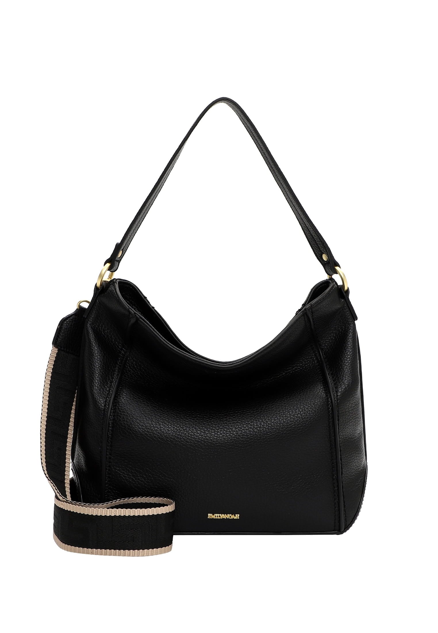 Beuteltasche EMILY & NOAH "Beutel E&N Julie", Damen, Gr. B/H/T: 40cm x 30cm x 14cm 0, schwarz (schwarz 100), Polyurethan, Taschen Beuteltasche