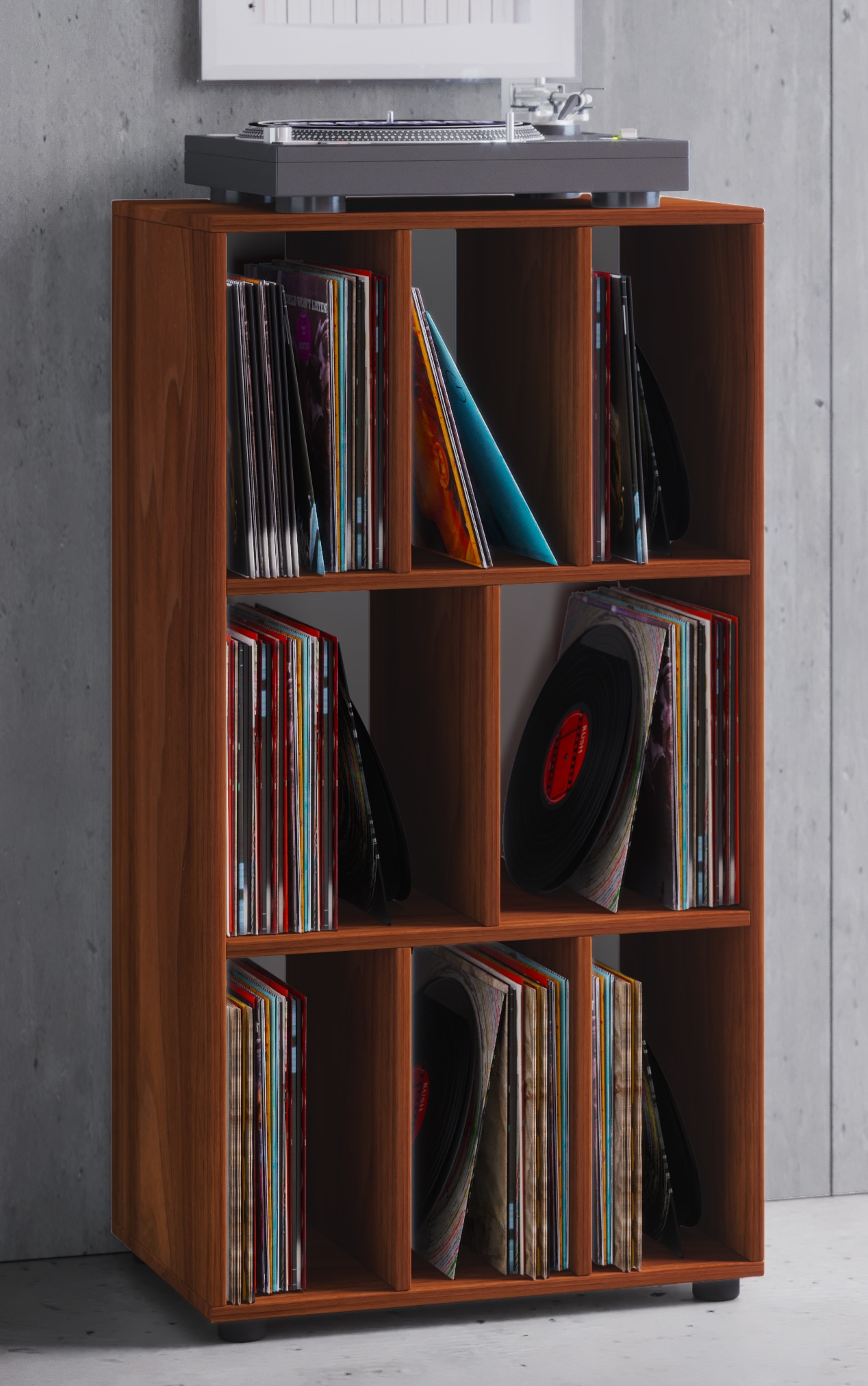 VCM Kommode »VCM Holz Kommode | Sideboard mit praktischen Fachbodeneinteilung | Schallplattenregal | Maße ca. H. 114 x B. 60 x T. 40 cm - Woltino«, (VCM Woltino)