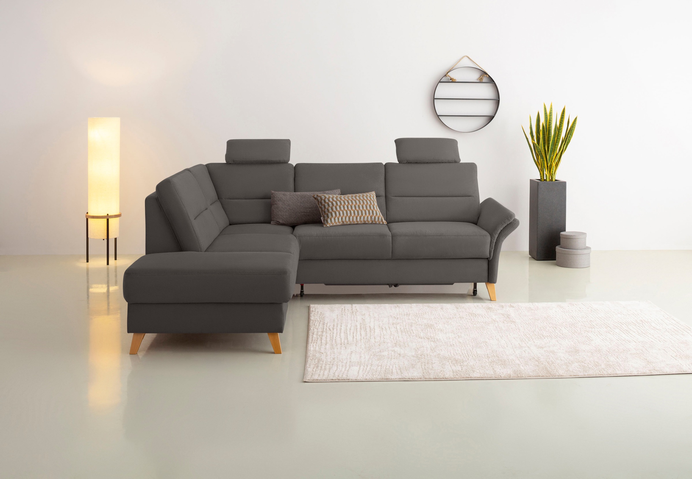 Home affaire Ecksofa »Westerland L-Form«, Federkern-Polsterung, wahlweise mit Bettfunktion, Bettkasten