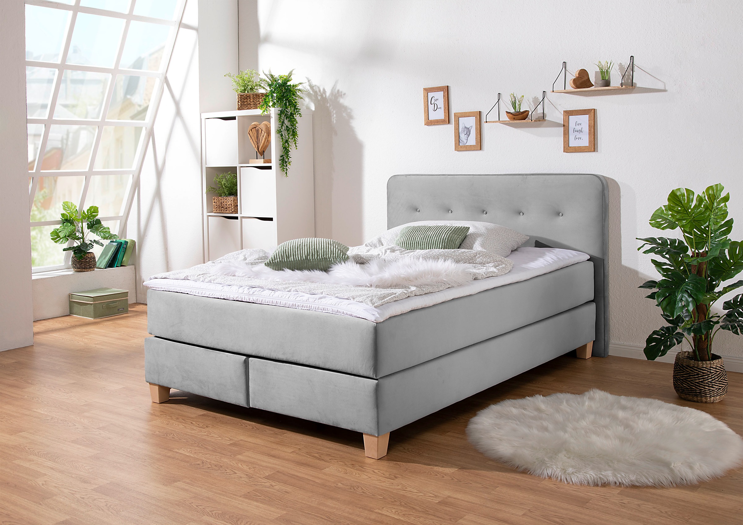 Home affaire Boxspringbett "Fargo", in Überlänge 220 cm, mit Topper, 3 Ausf günstig online kaufen
