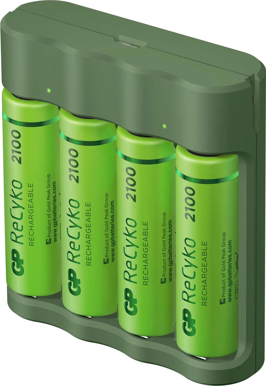 GP Batteries Akku-Ladestation »USB-Akkuladegerät B421 inkl. 4x ReCyko AA Akkus je 2100 mAh«