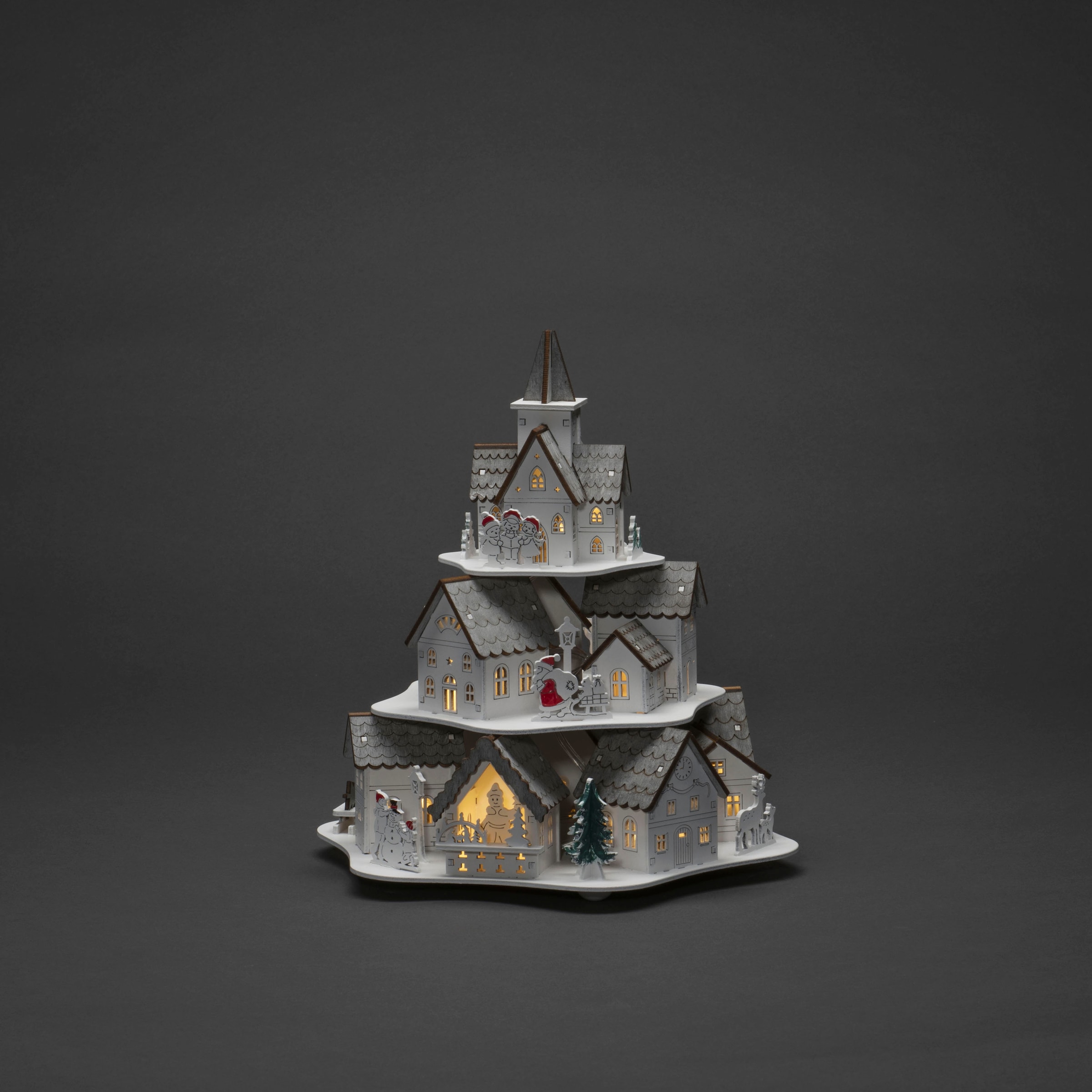 KONSTSMIDE Weihnachtshaus »LED Holzsilhouette Häuser, weiß, 10 warm weiße  Dioden«, wählbare Energieversorgung zwischen USB oder Batteriebetrieb, 6h  Timer bestellen | BAUR