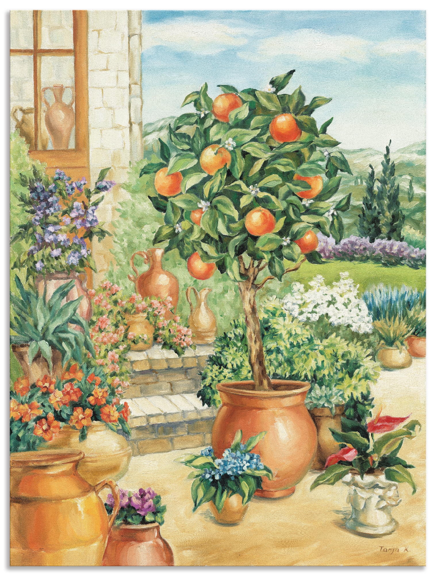 (1 oder »Orangenbaum Garten, im Wandaufkleber Wandbild in Leinwandbild, Größen BAUR Garten«, St.), Artland | Alubild, als kaufen Poster versch.