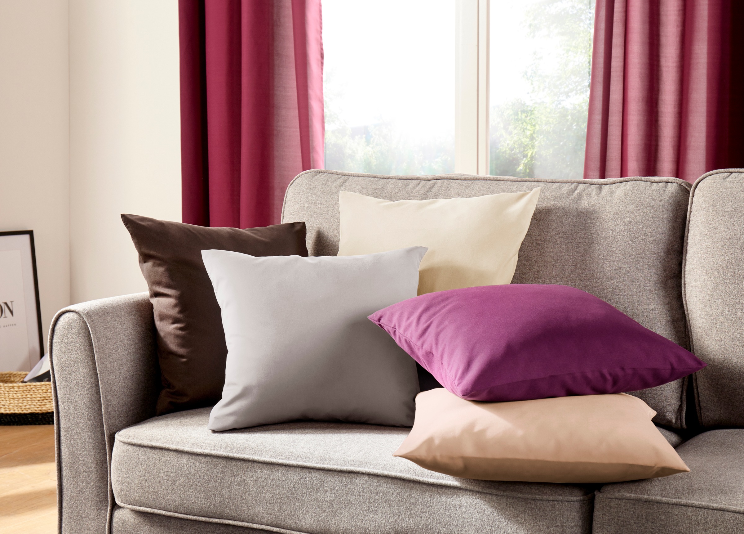 my home Dekokissen "Raja" einfarbig, Kissenhüllen ohne Füllung, 40 x 40 cm, günstig online kaufen