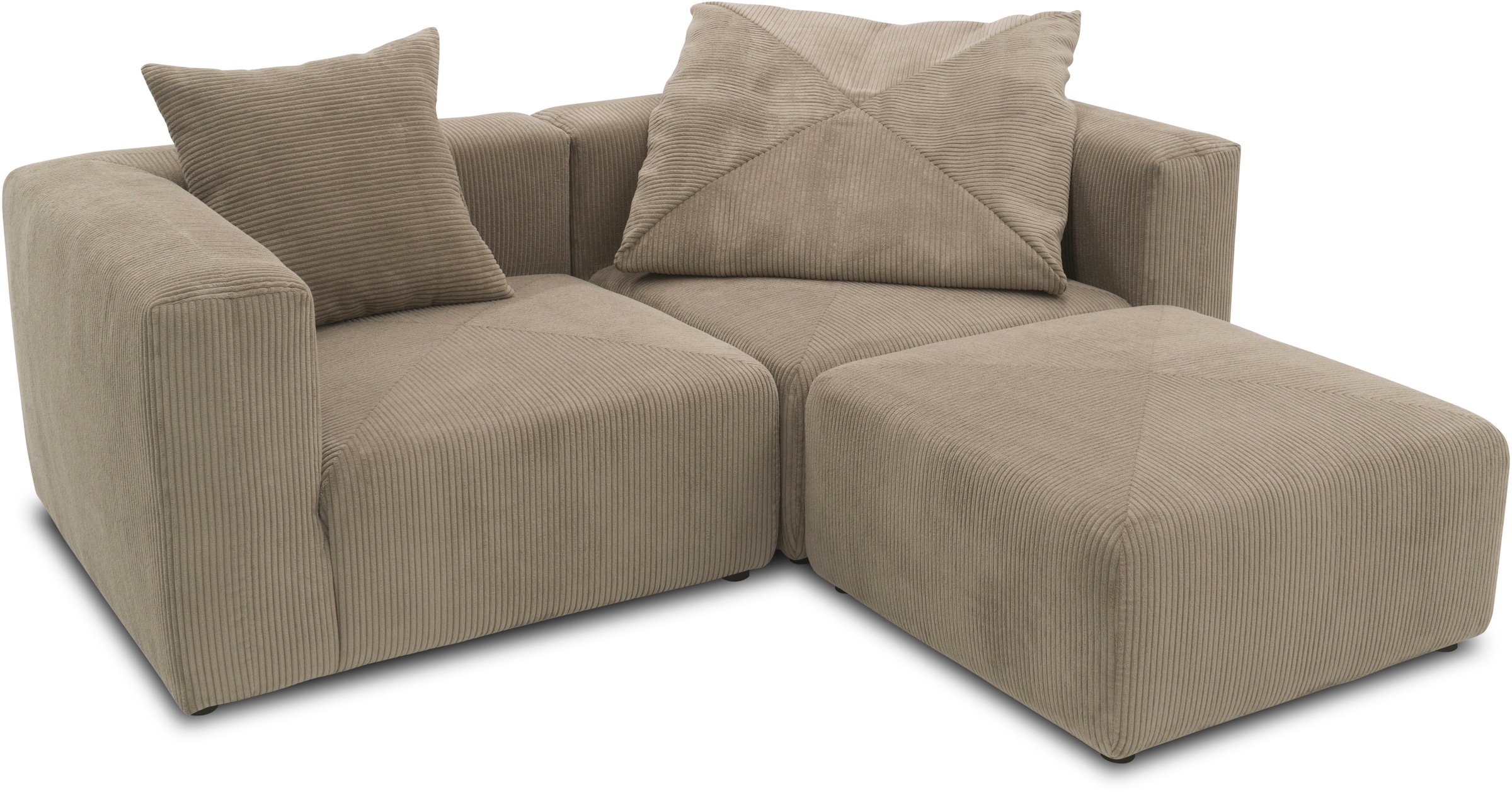 RAUM.ID Ecksofa »Gerrid L-Form«, Cord, Modulsofa, bestehend aus 2 Eckelementen + 1 Hocker