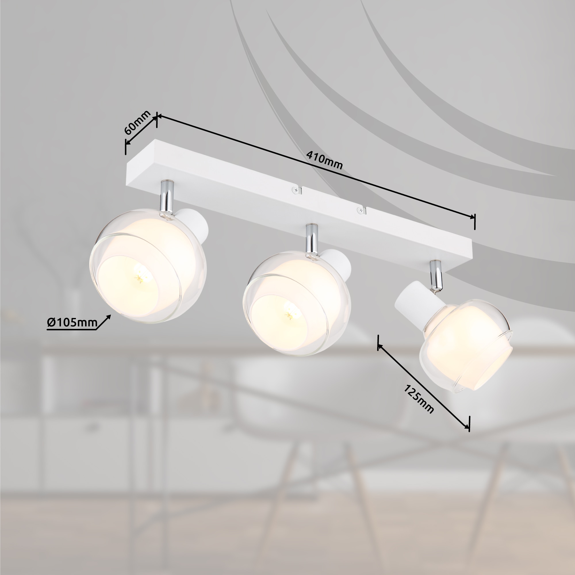 GLOBO LIGHTING Deckenstrahler »TOKKI«, Leuchtmittel E14 | ohne Leuchtmittel, Deckenspot/weiß/Glas klar/Glas opal/Flur/Wohnzimmer