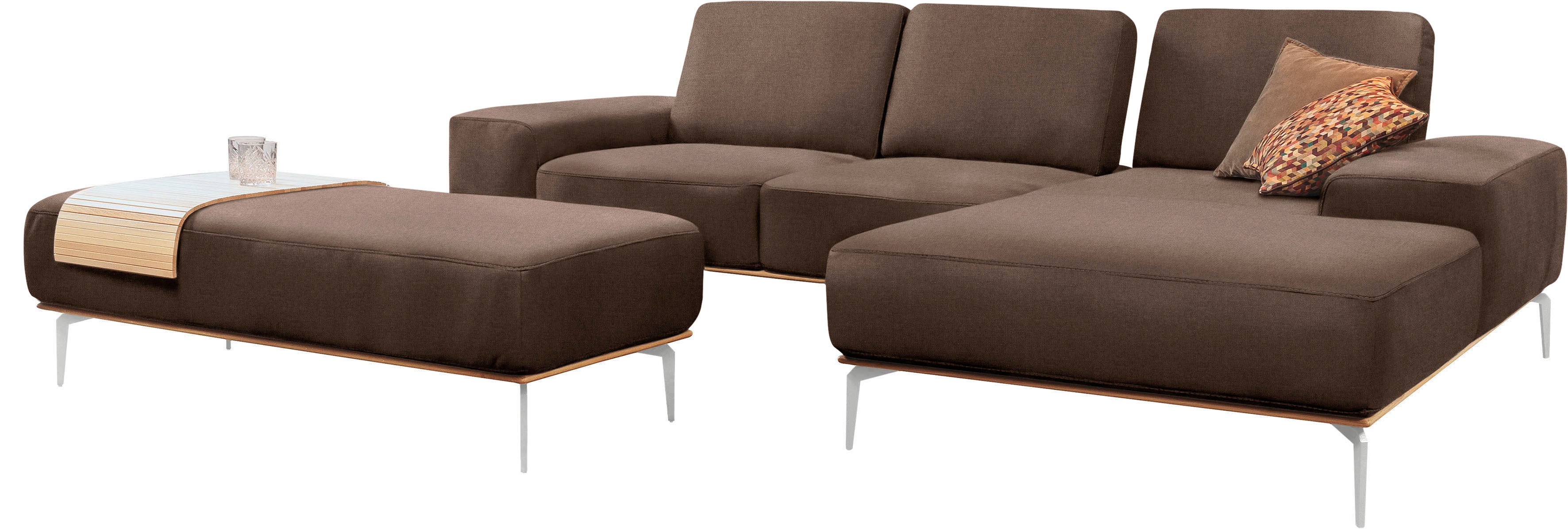Thumbnail - W.SCHILLIG Ecksofa "run, Designsofa mit tollem Sitzkomfort, L-Form" mit elegantem Holzsockel, Füße in Chrom glänzend, Br...