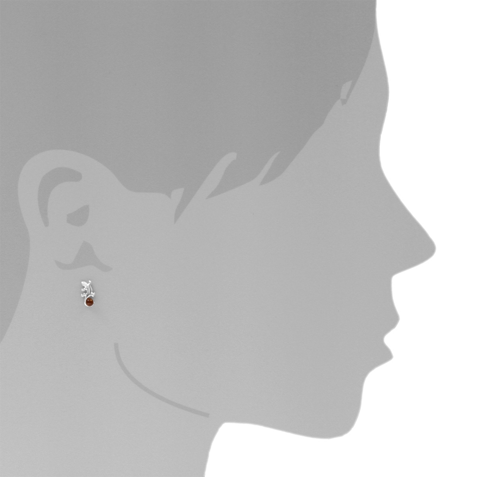 Paar Ohrstecker OSTSEE-SCHMUCK "Ostsee-Schmuck Ohrstecker Echse Ohrstecker Echse", weiß, Ohrringe, Damen, 11 x 6mm, Silber 925 (Sterlingsilber) 2