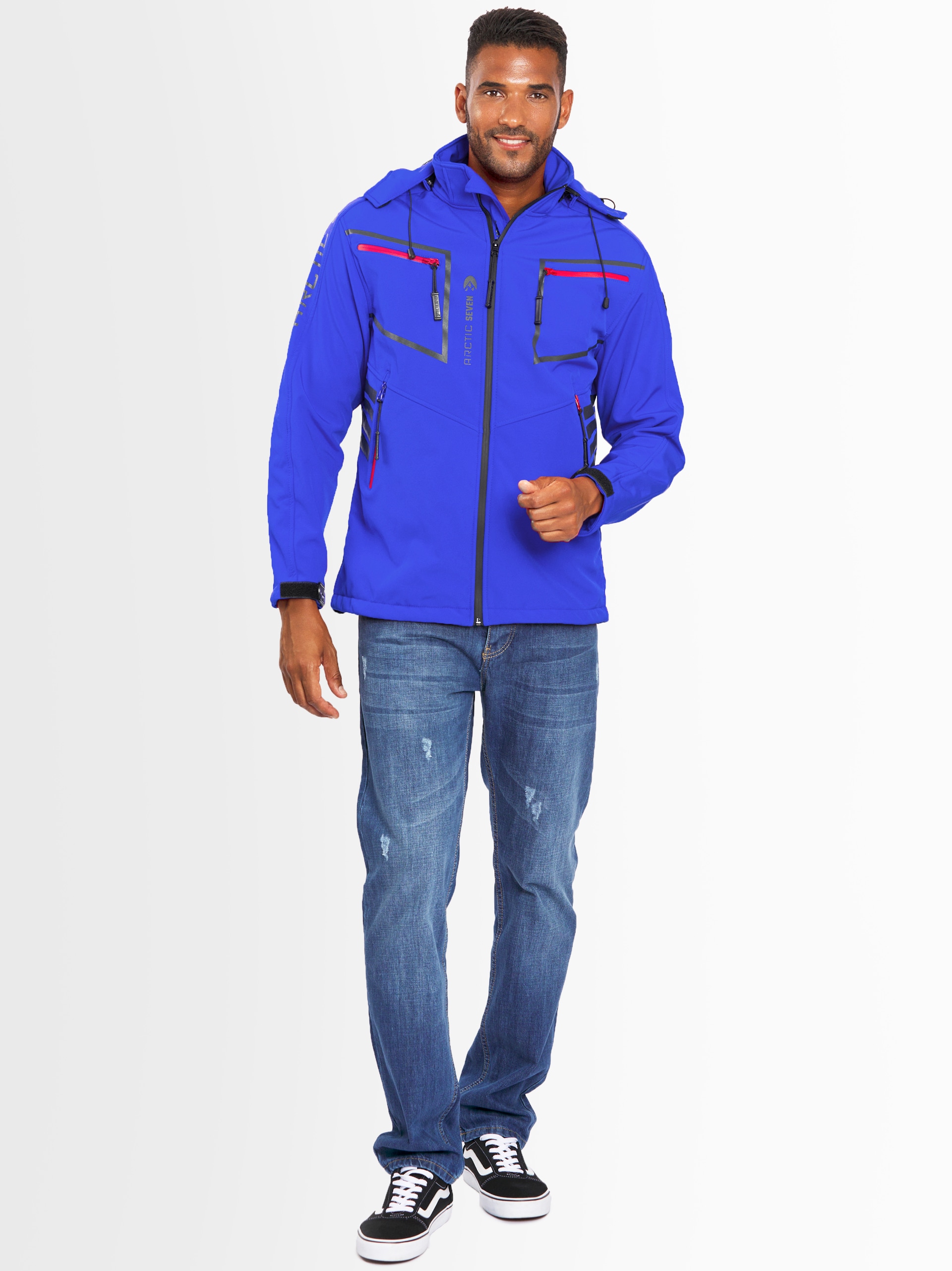 Arctic Seven Softshelljacke »ASPierr«, sportliche Outdoor Funktionsjacke mit abnehmbarer Kapuze