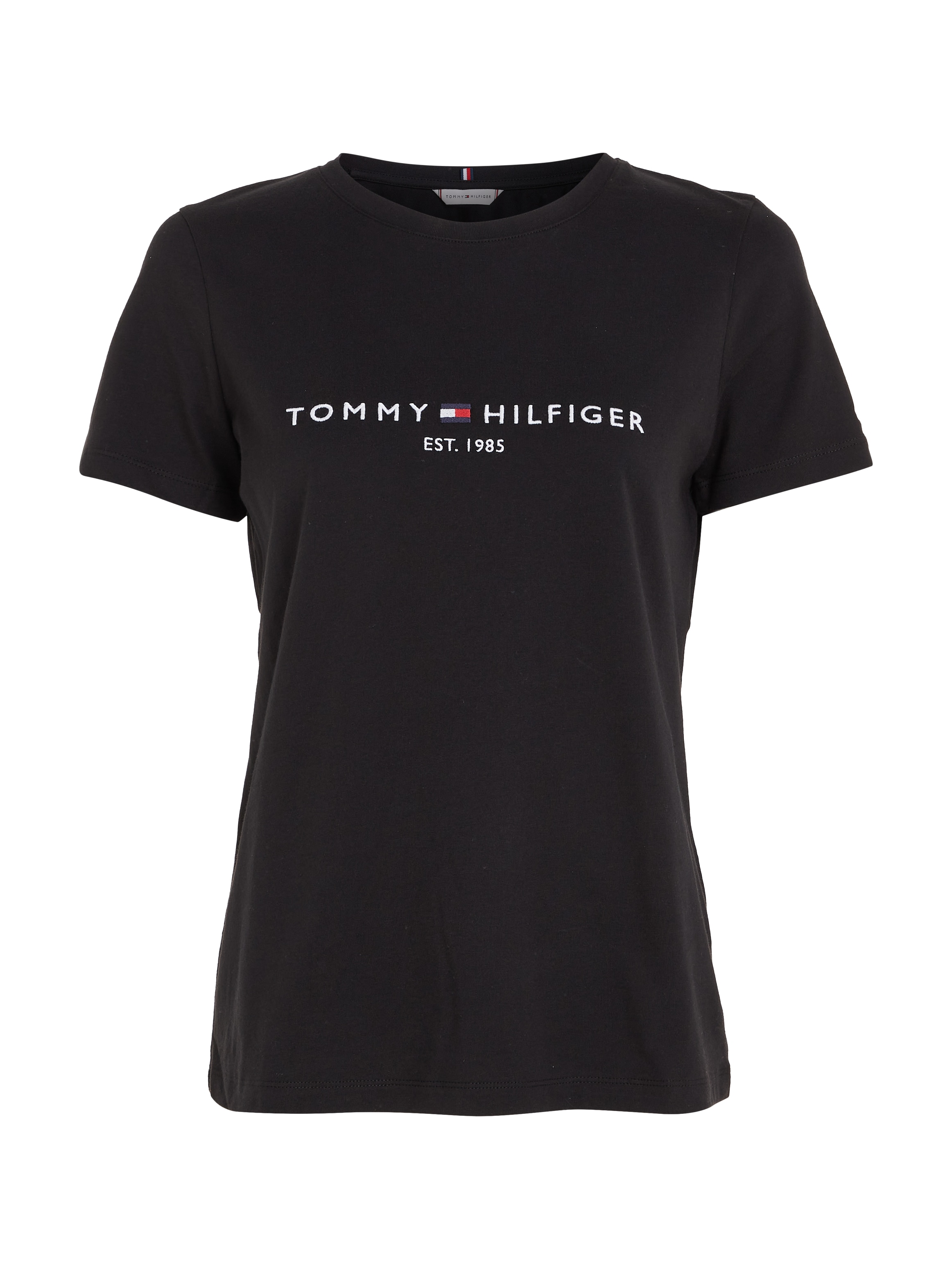 »HERITAGE Hilfiger gesticktem C-NK | Rundhalsshirt TEE«, mit REG HILFIGER Linear BAUR Tommy Tommy Logo-Schriftzug online Hilfiger bestellen