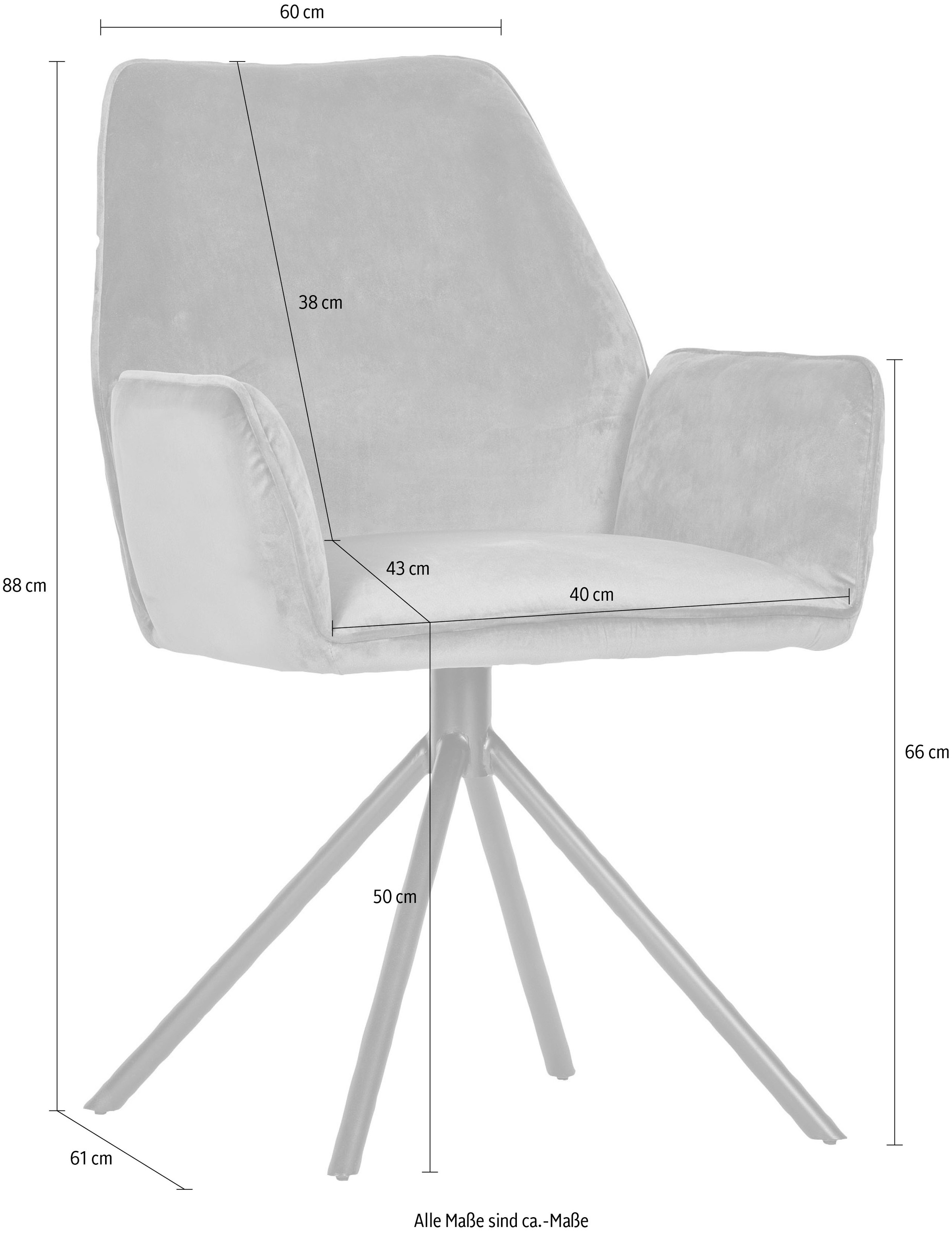 WOOOD Esszimmerstuhl »AMBERS«, 2 St., Struktur (100% Polyester)-Polyester, mit Armlehnen, gepolstert, 4-Fuß-Gestell, Breite 60 cm