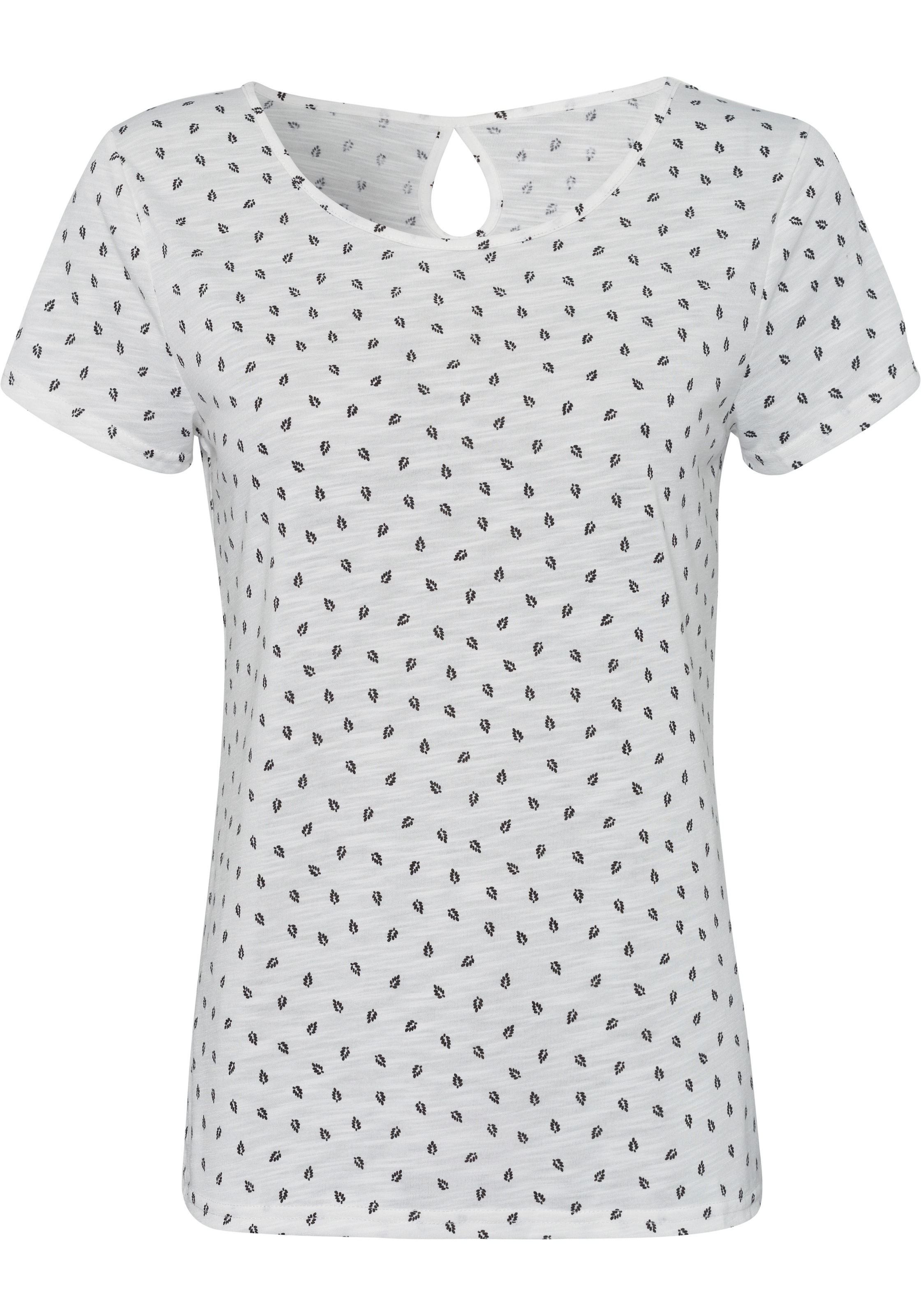 LASCANA T-Shirt, (2er-Pack), mit süßem Blätter-Druck und Cut-Out im Nacken