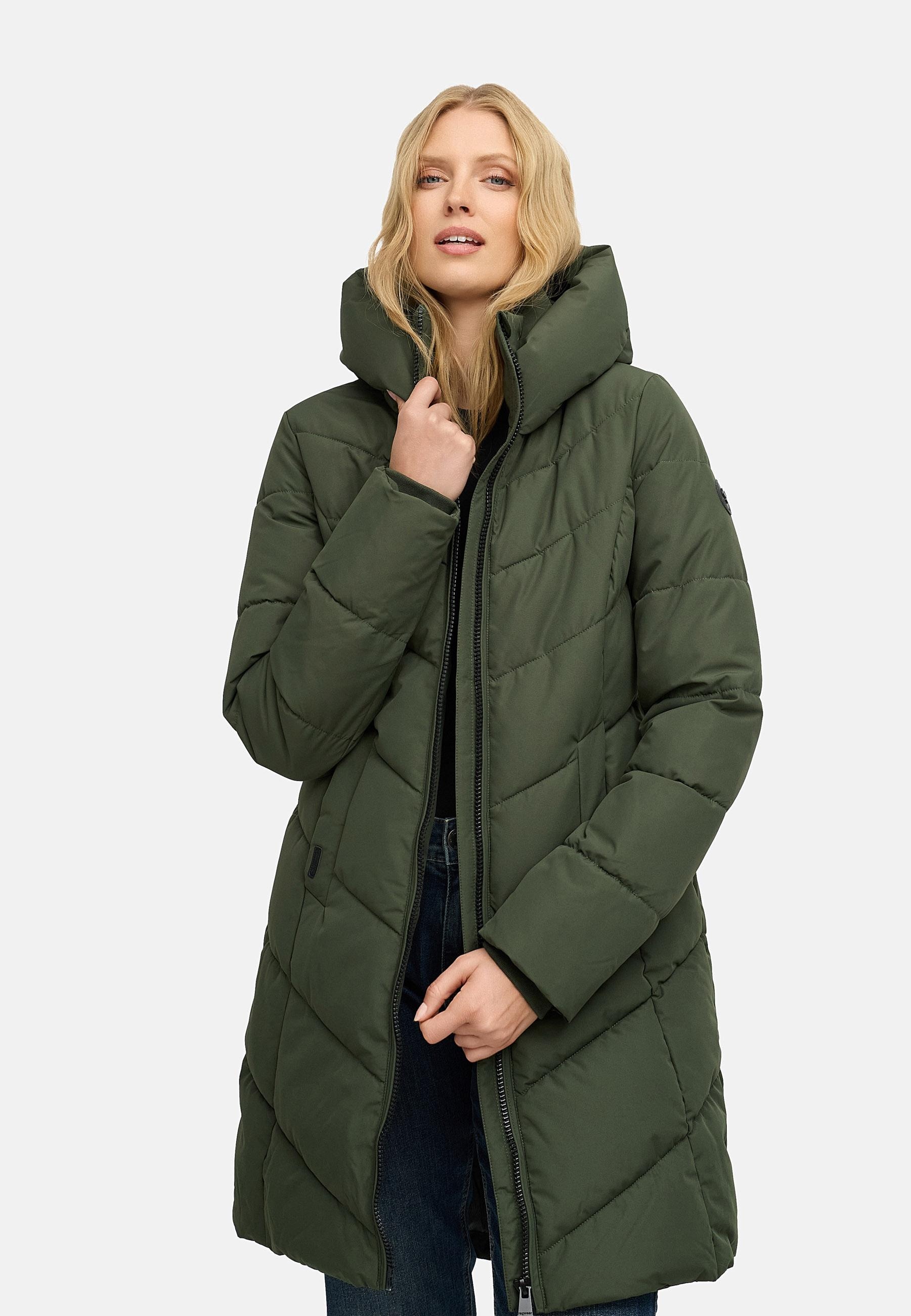 Ragwear Steppmantel »Natalin YOUMODO«, Warmer Damen Wintermantel mit V-Steppung und Kapuze