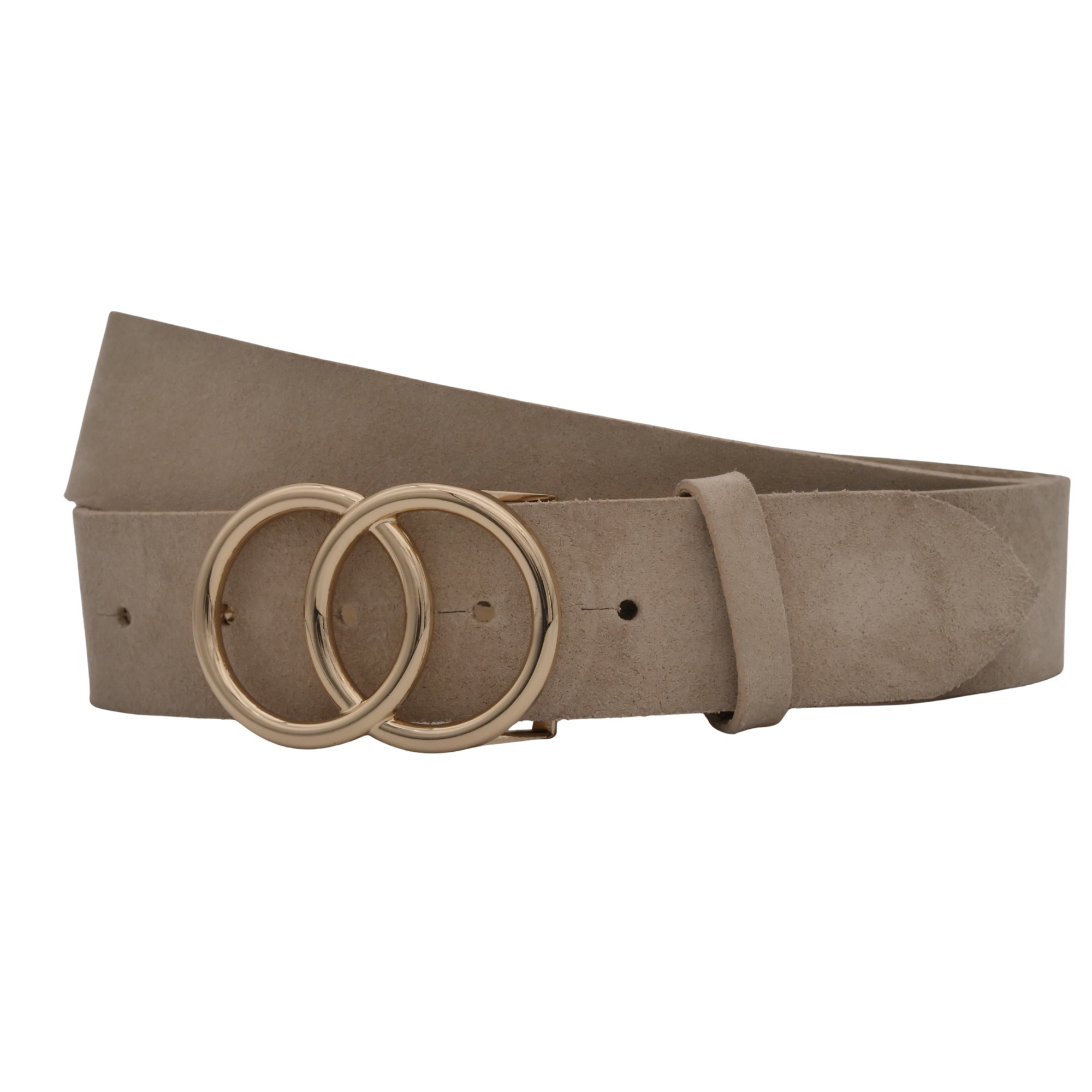 Ledergürtel ANNAMATONI "AnnaMatoni Damen Ledergürtel in hochwertigem Velour Leder 4cm", Damen, Gr. TW95 - 110cm Gesamtlänge, beige 120, 100% Leder, Gürtel Ledergürtel