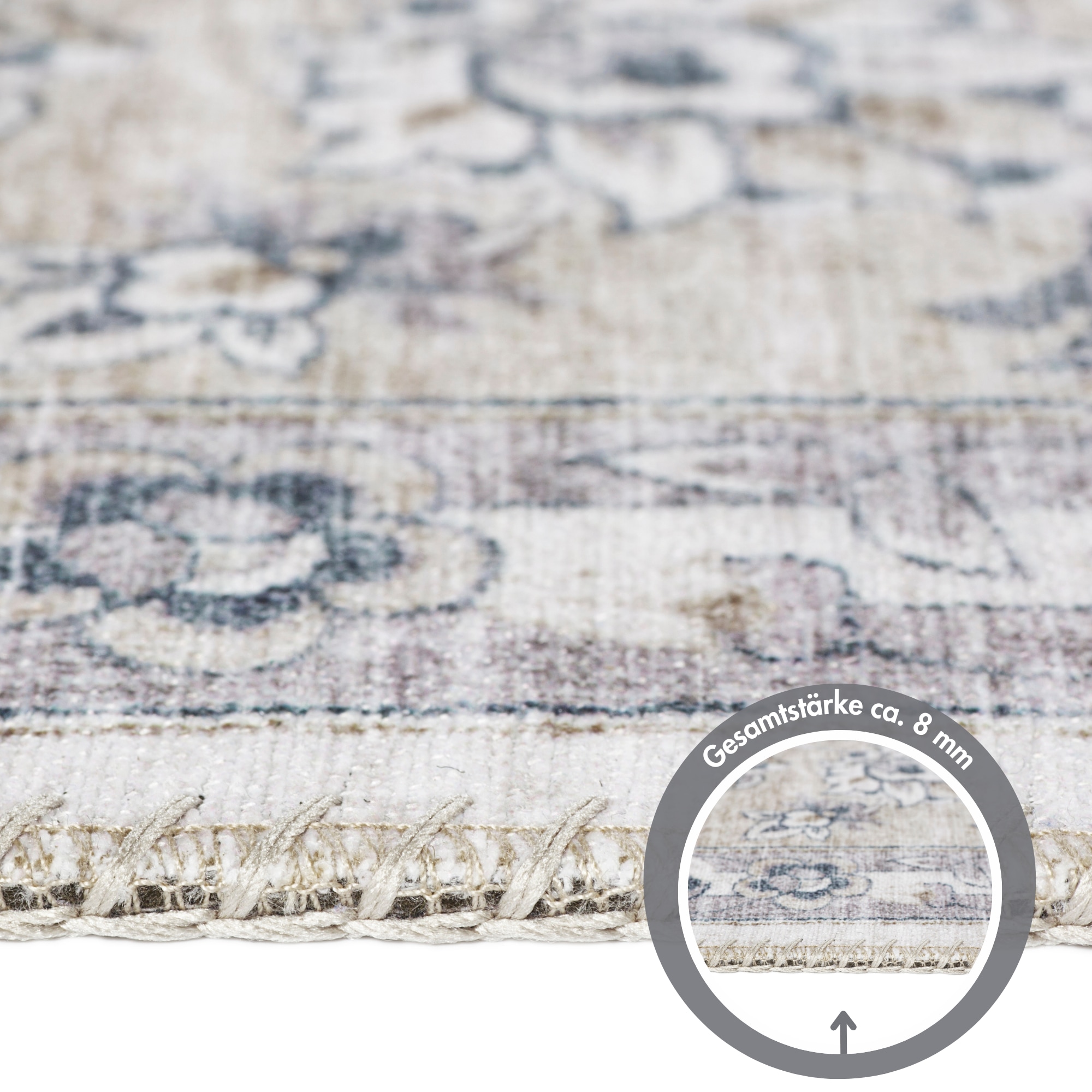 LUXOR living Teppich »Prima 3 rund«, rechteckig, 7 mm Höhe, Kurzflor, Orient-Optik, Vintage Design
