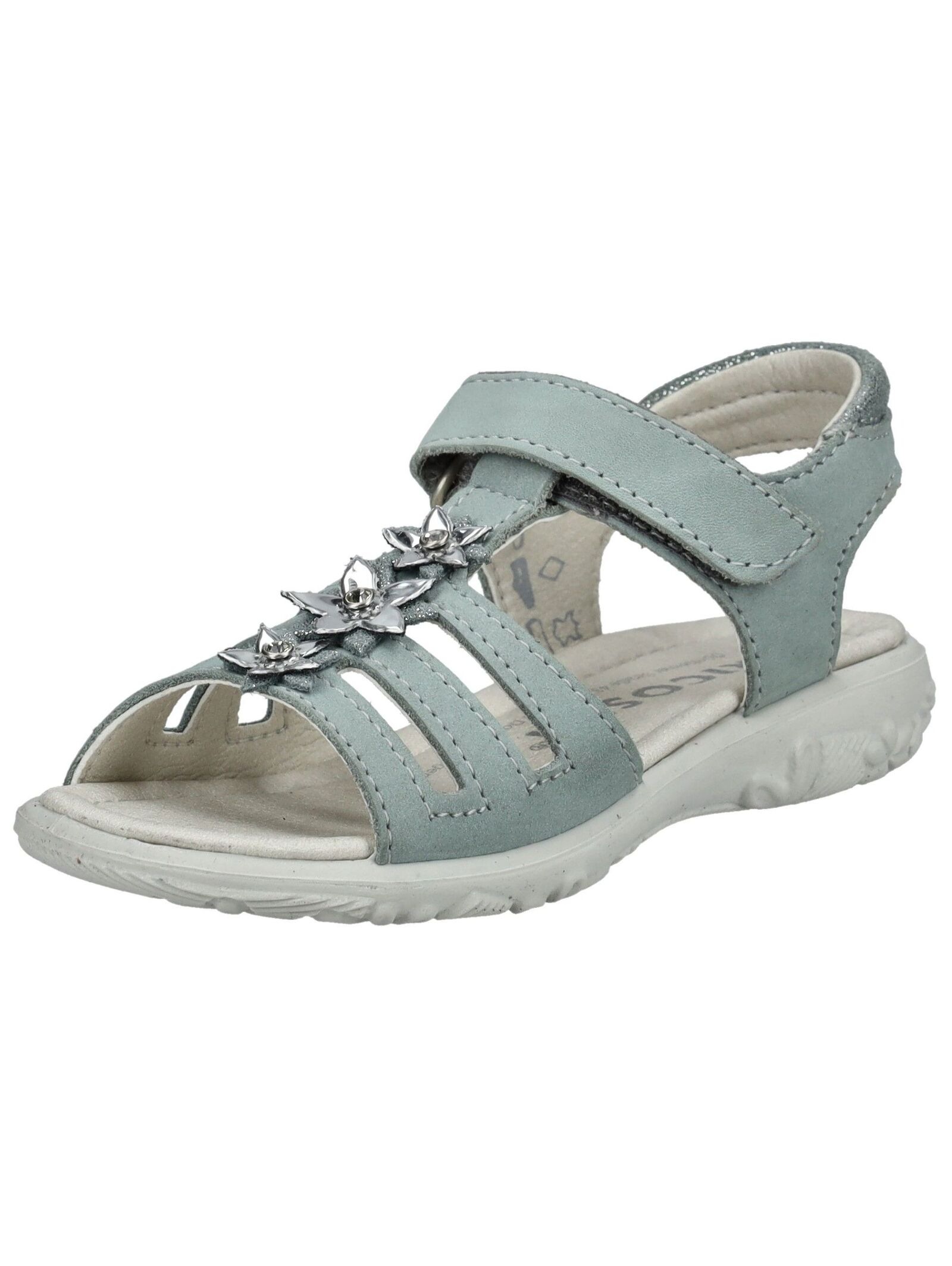 RICOSTA Kinder Riemchensandalette "Ricosta Sandalen Leder/Synthetik", Gr. 28, grau, Leder, Synthetik, Schuhe