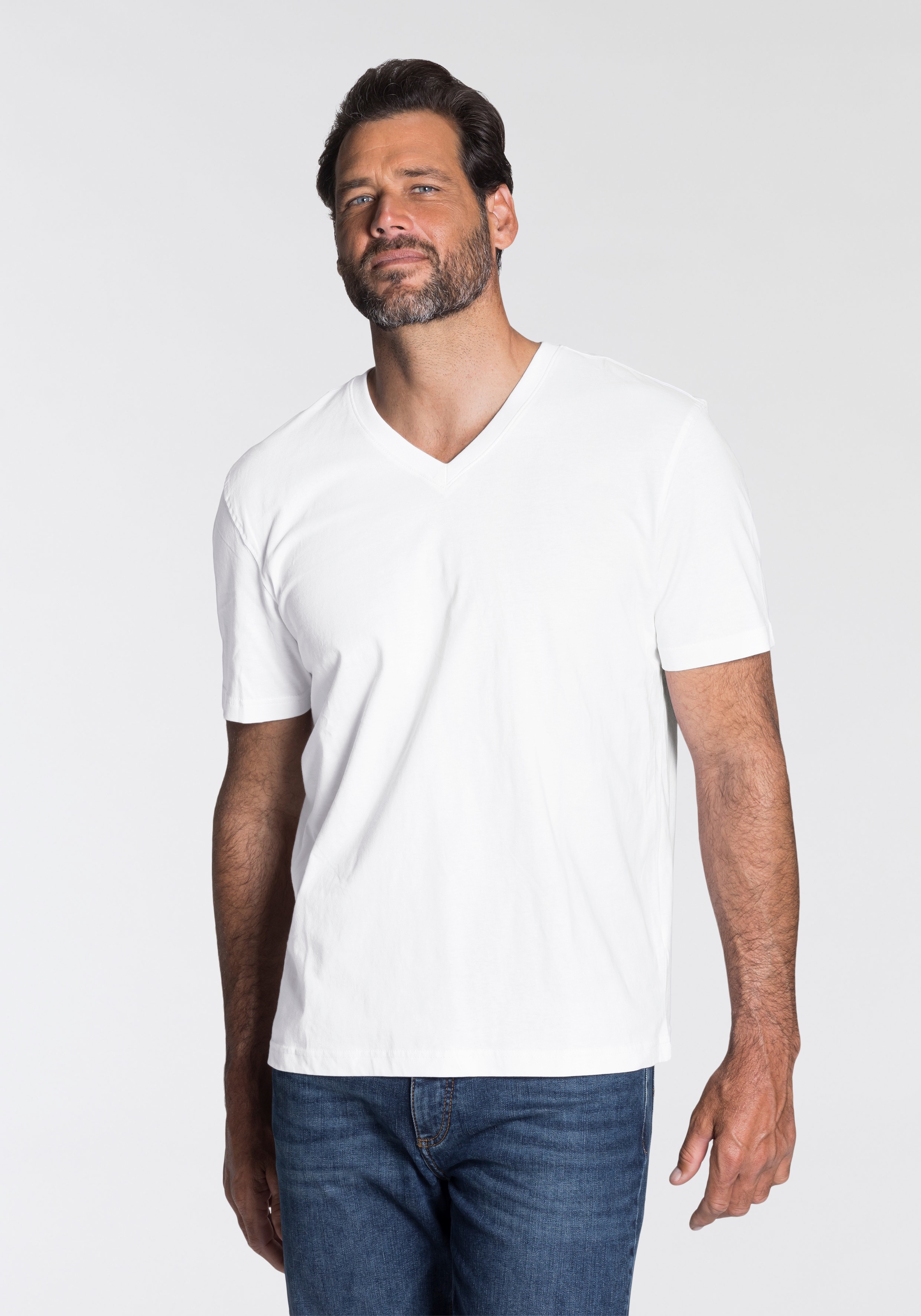 Mans World V-Shirt Packung, 3er-Pack, 3 Stk. tlg. Kurzarm, aus Baumwolle günstig online kaufen