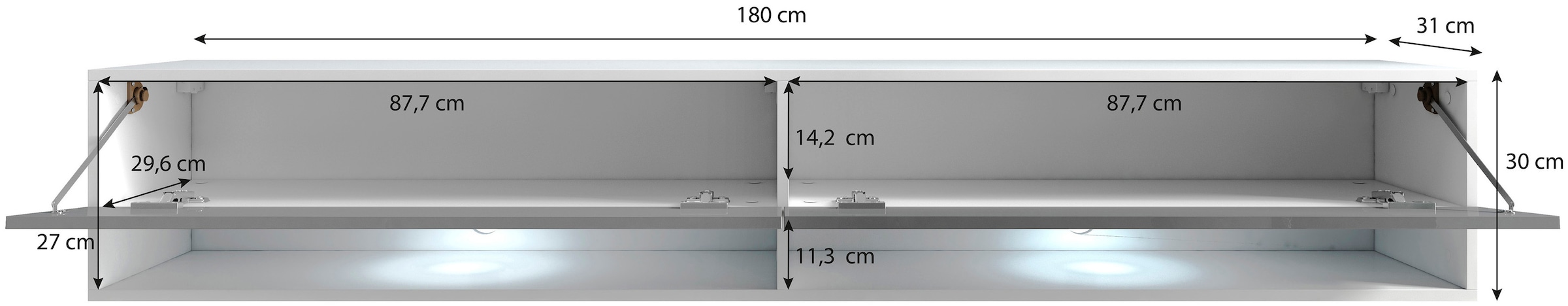 INOSIGN Lowboard, Breite 180 cm, stehend und hängend