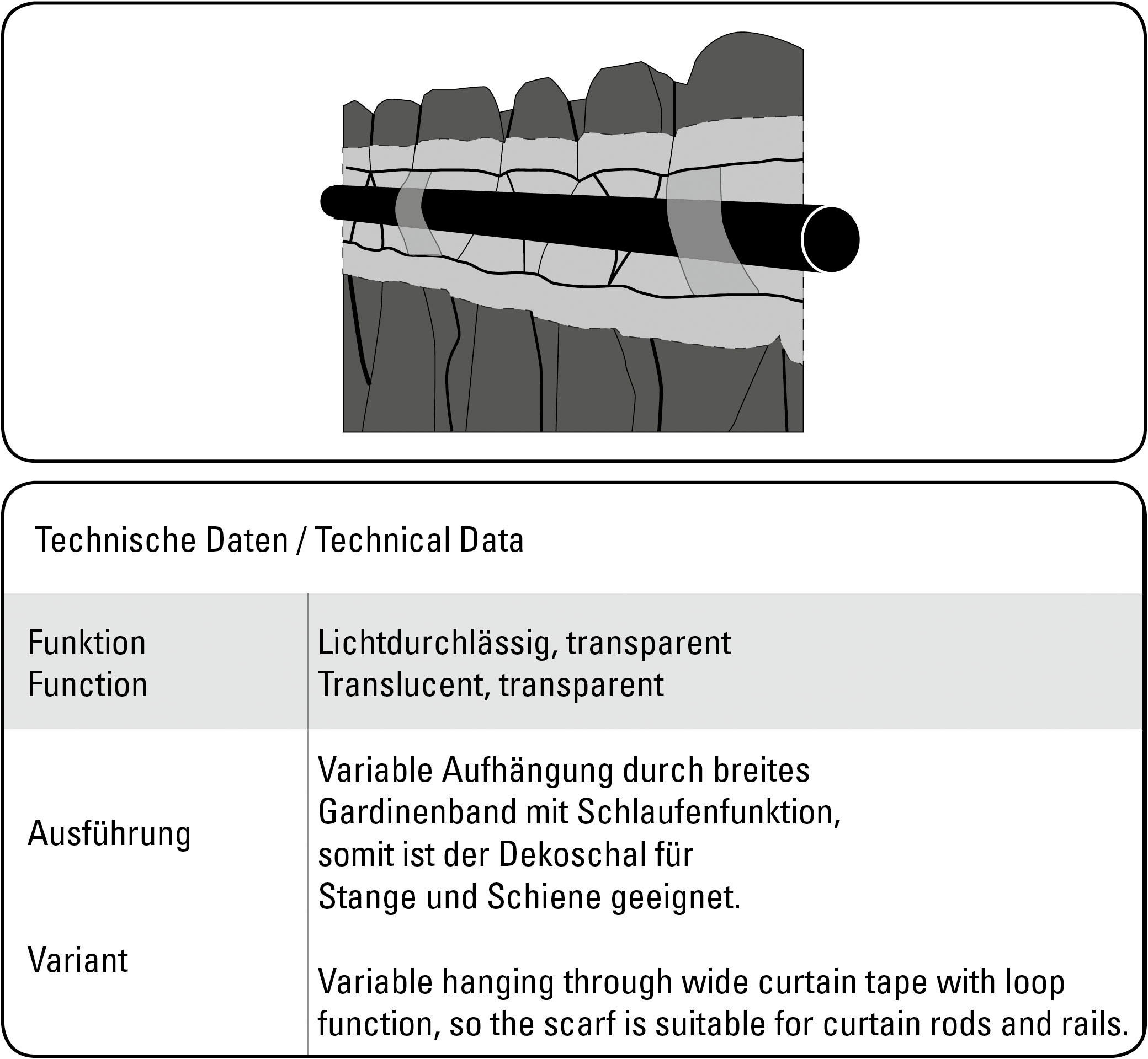 GARDINIA Gardine »Schal mit Gardinenband Dolly-Voile mit Rankenstickerei«, (1 St.), Stoff Dolly-Voile mit Rankenstickerei