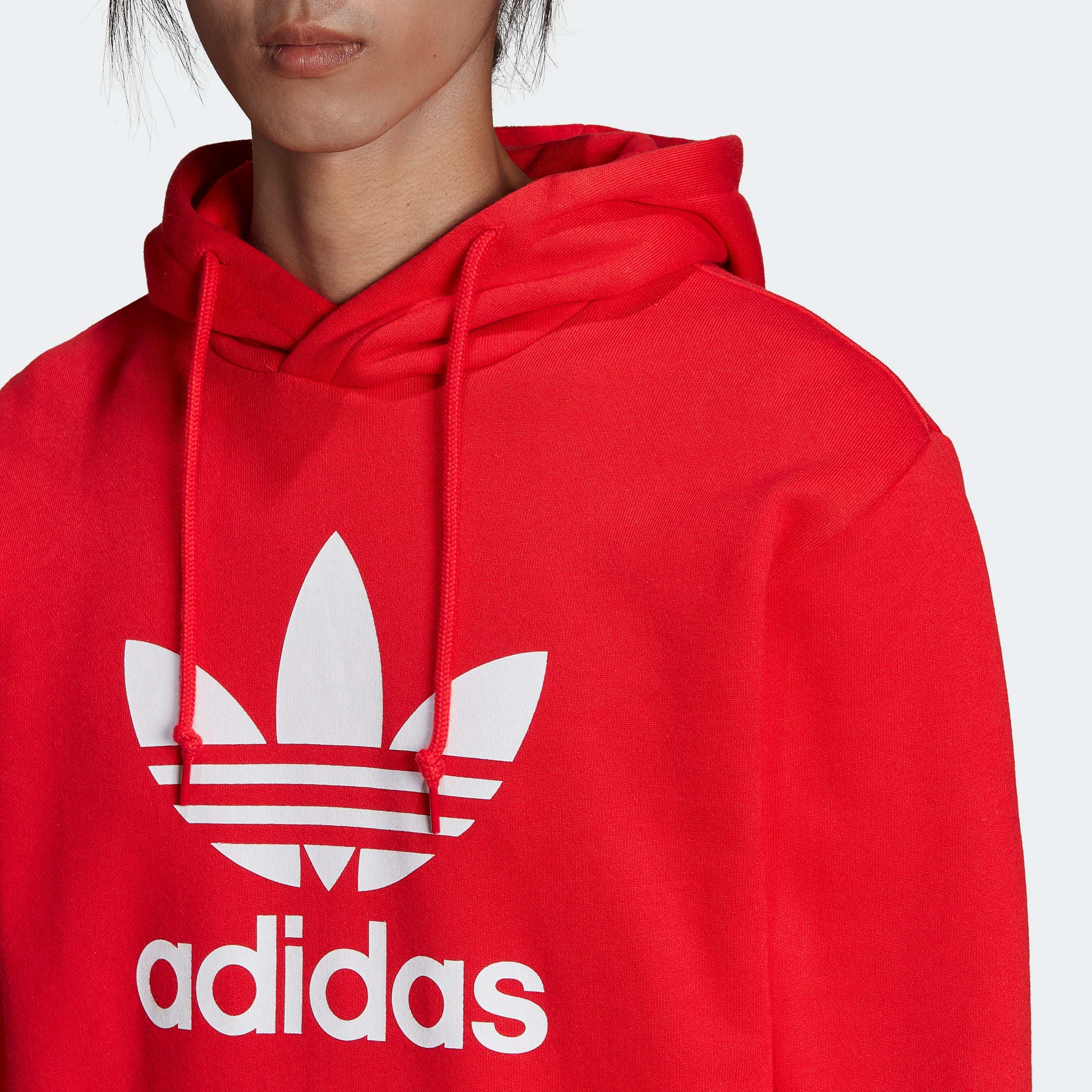 Adidas trefoil red hoodie best sale