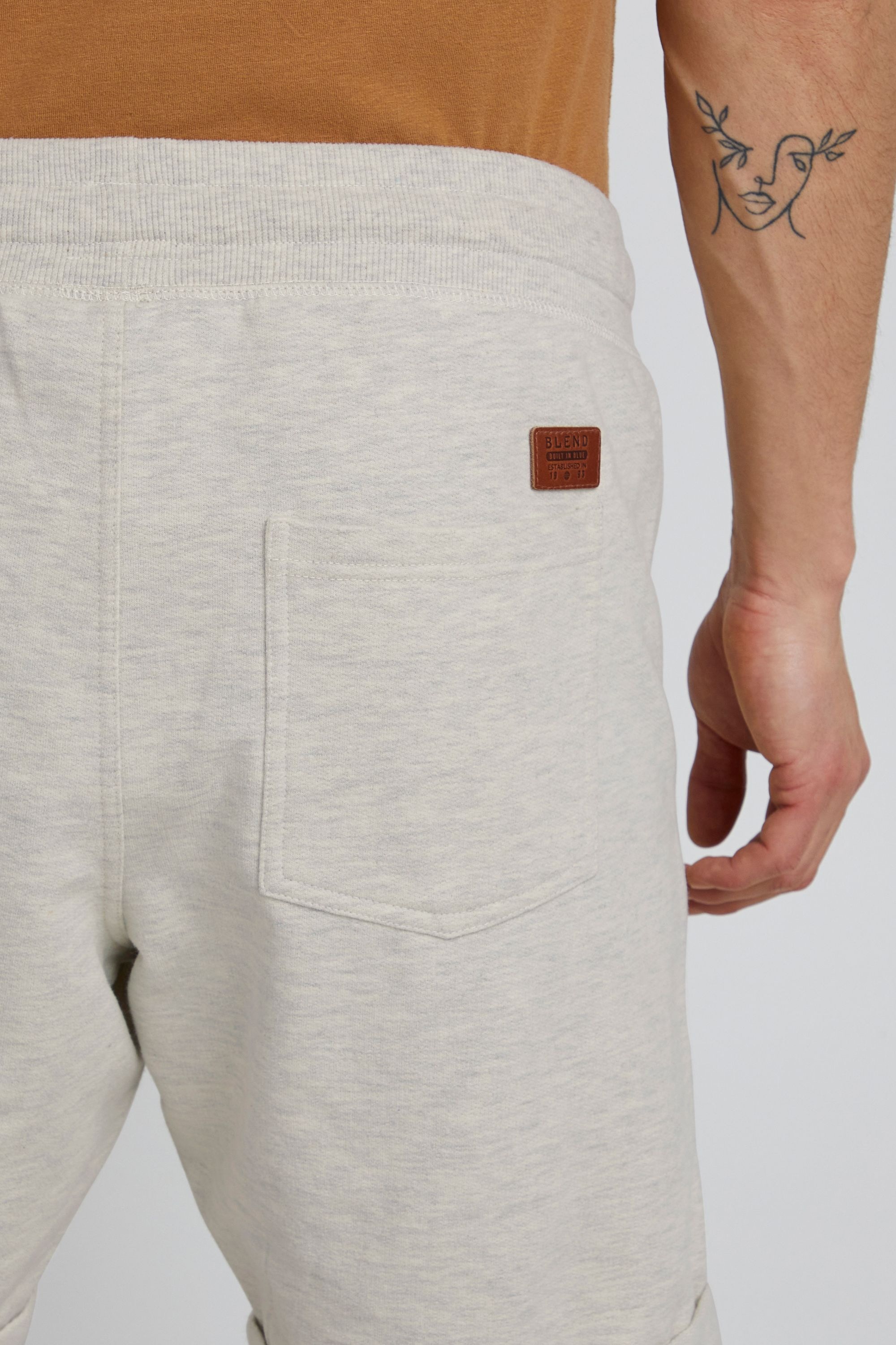 Sweatshorts BLEND "BHTimo", Herren, Gr. XL, US-Größen, beige (sand mix), Sweatware, 60% Baumwolle, 40% Polyester, unifarben, regular fit kurz, Hosen Sweatshorts, Kurze Hose mit fixierten Saumkanten am Bein 5
