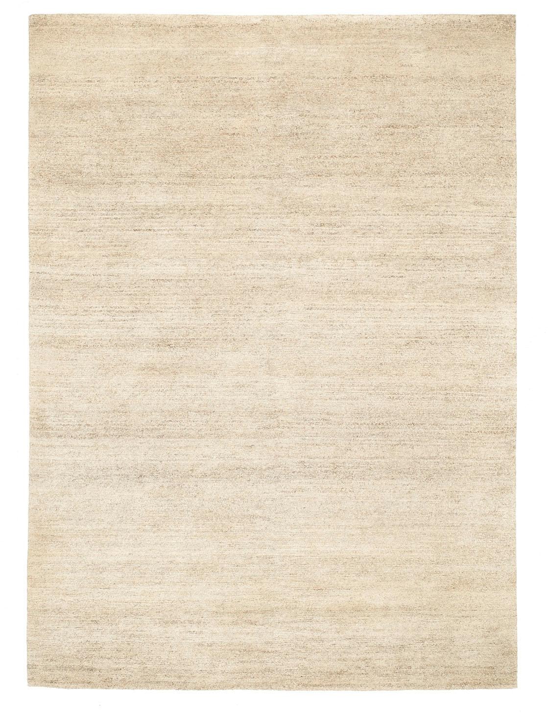 Orientteppich OCI DIE TEPPICHMARKE "Davina Uni" Gr. 1, beige (natur), B:70cm H:20mm L:140cm, Wolle, Teppiche, handgeknüpft, echter Nepal Wollteppich, Wohnzimmer