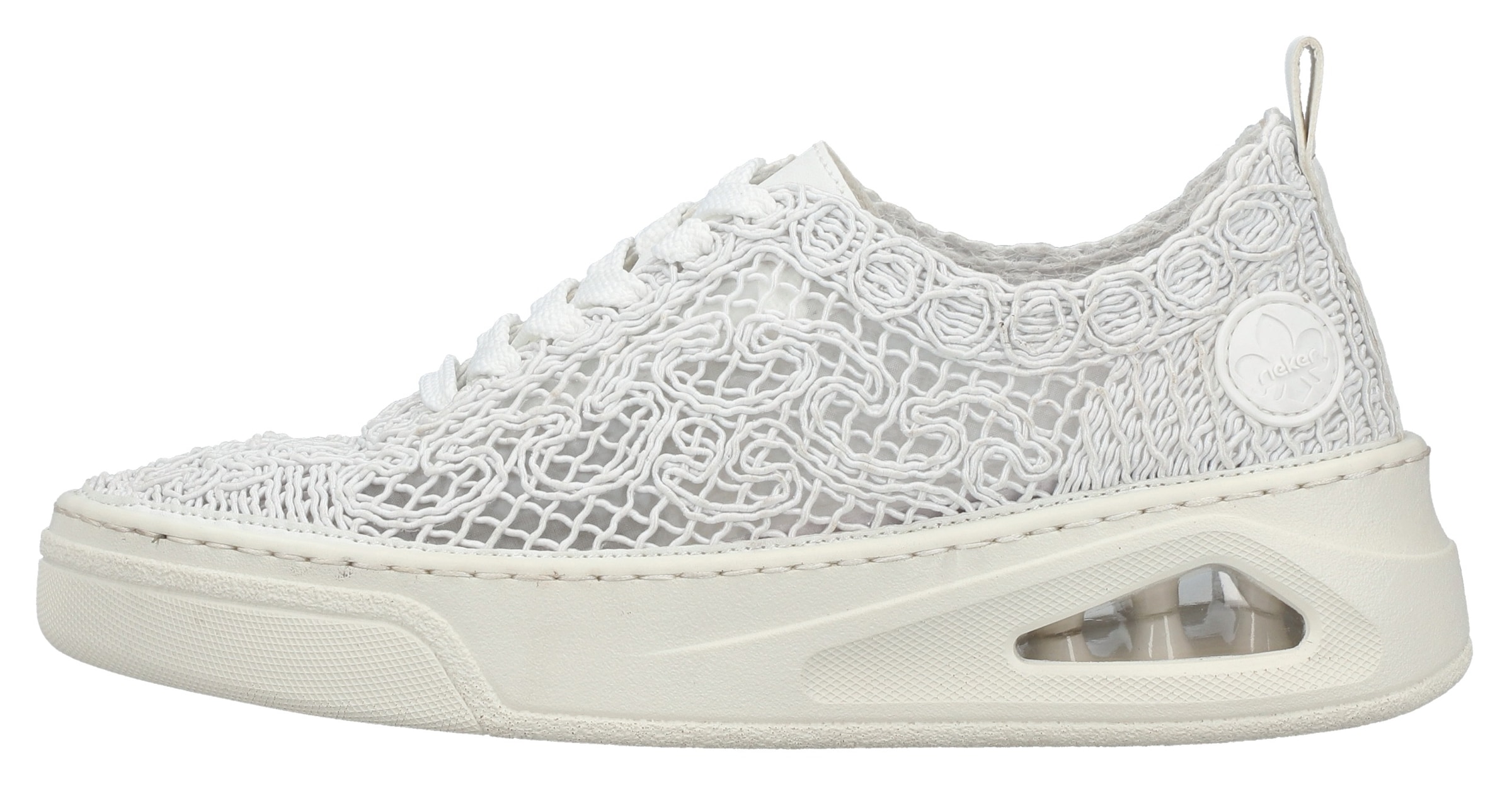 Rieker Plateausneaker, Schnürschuh, Halbschuh in sommerlicher Makramee-Optik