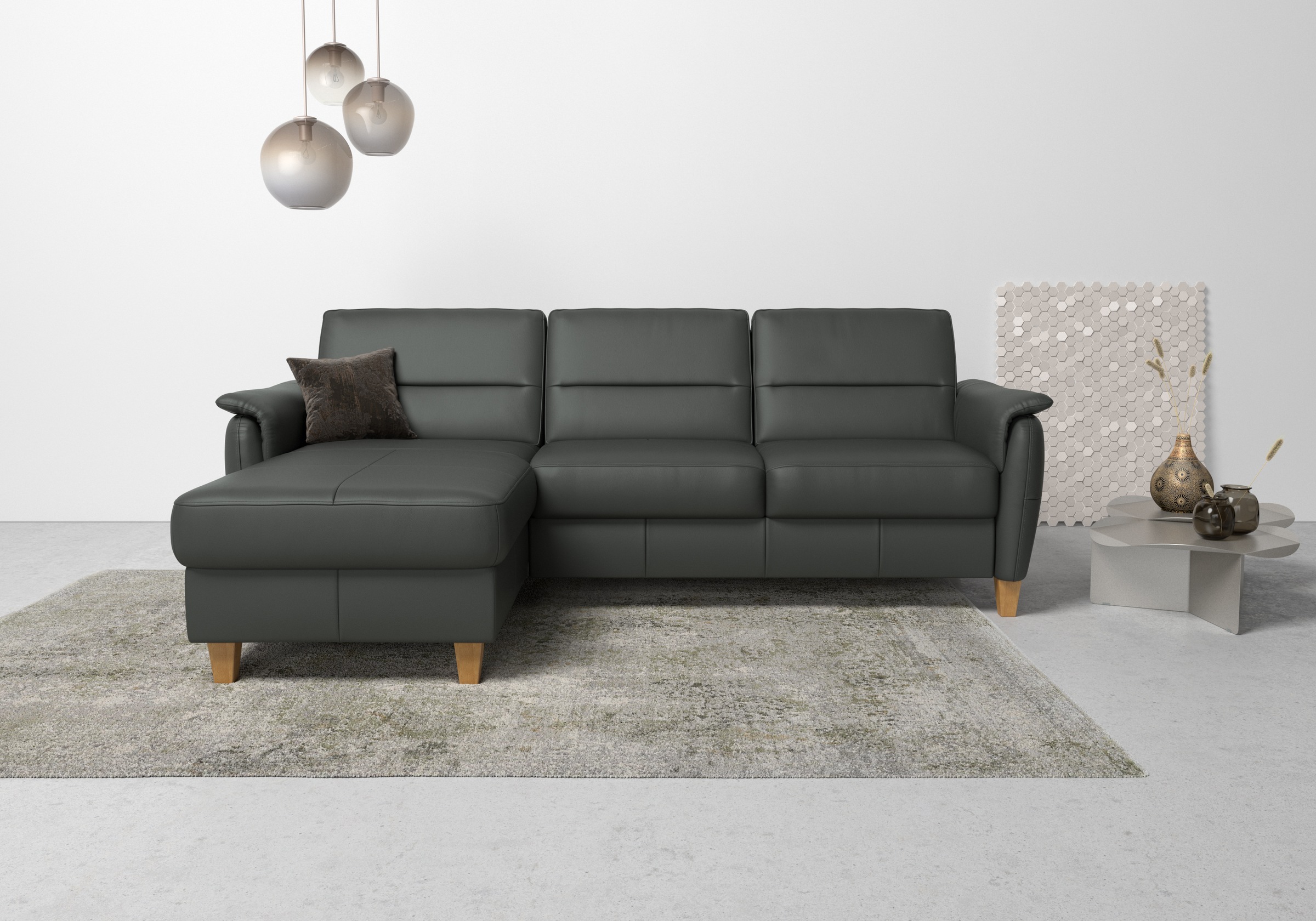 Home affaire Ecksofa "Palmera L-Form, B: 244 cm" optional Bettfunktion & Be günstig online kaufen