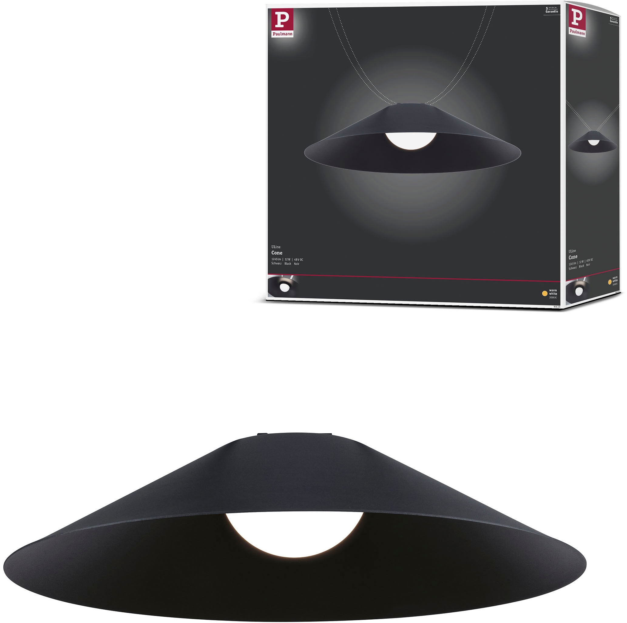 Paulmann Hängeleuchte »ULine Pendelleuchte Cone 350mm 12W Schwarz«, 1 flammig