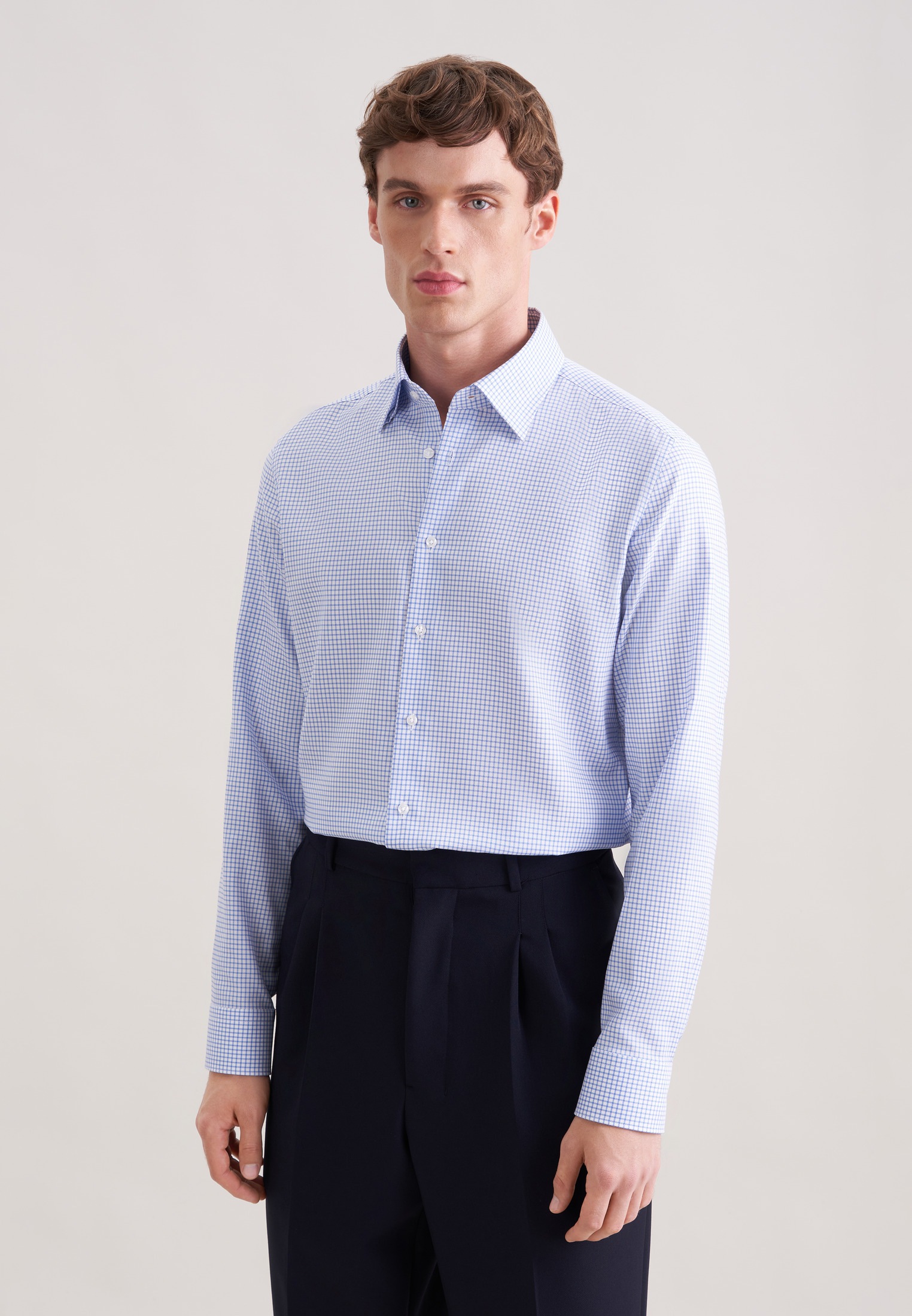 seidensticker "Schwarze Rose" Shaped 1/1 Covered-Button-Down-Kragen Karo